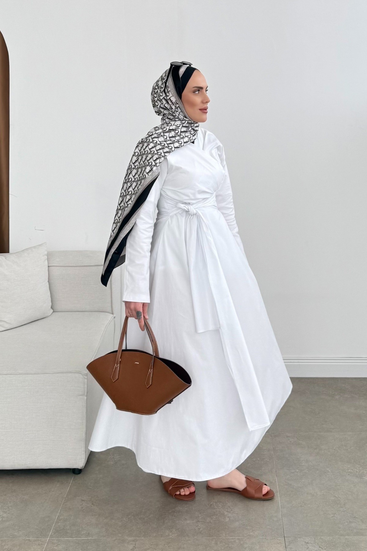 Pinterest Model Poplin Elbise Beyaz