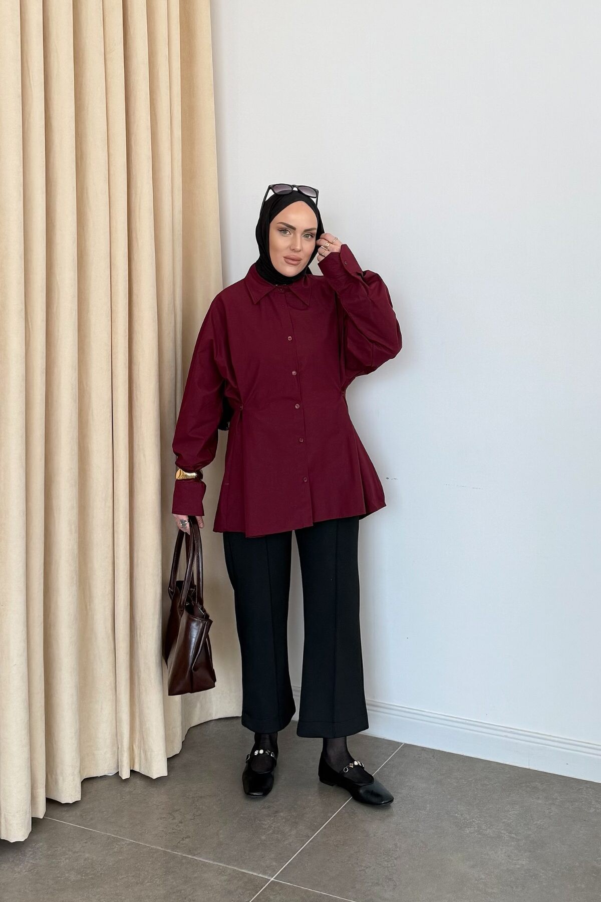 Belden Düğmeli ZR Model Gömlek Bordo