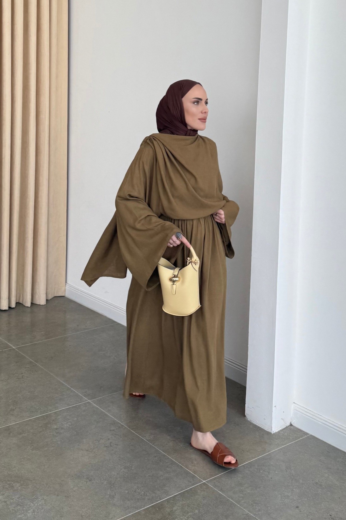 Rozie Fular Yaka Etek Takım Haki