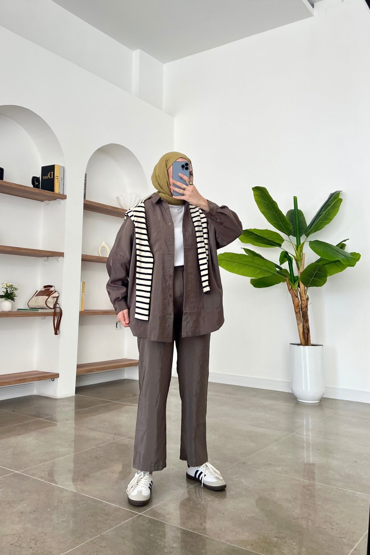 Oversize Cepli Takım Füme