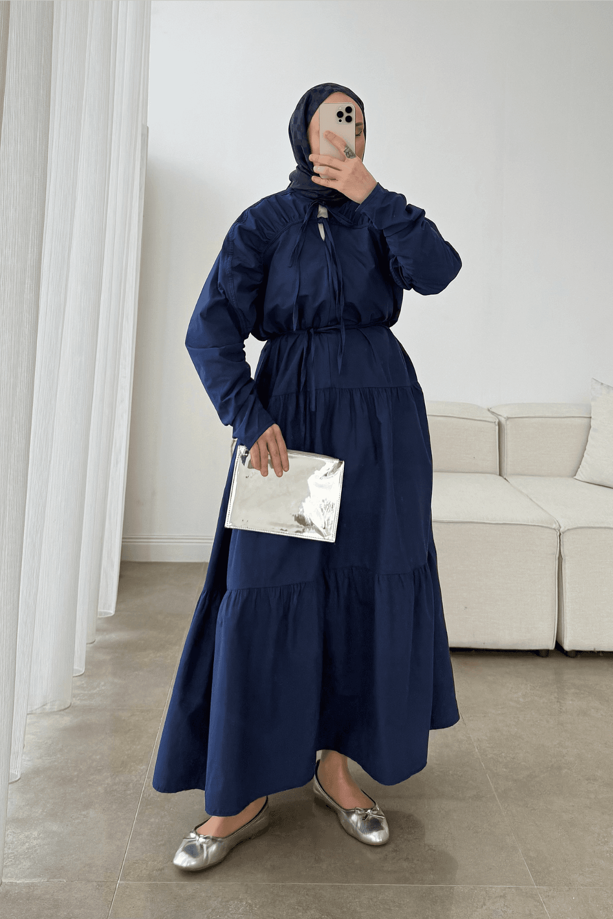 Pinterest Model Büzgülü Elbise Lacivert