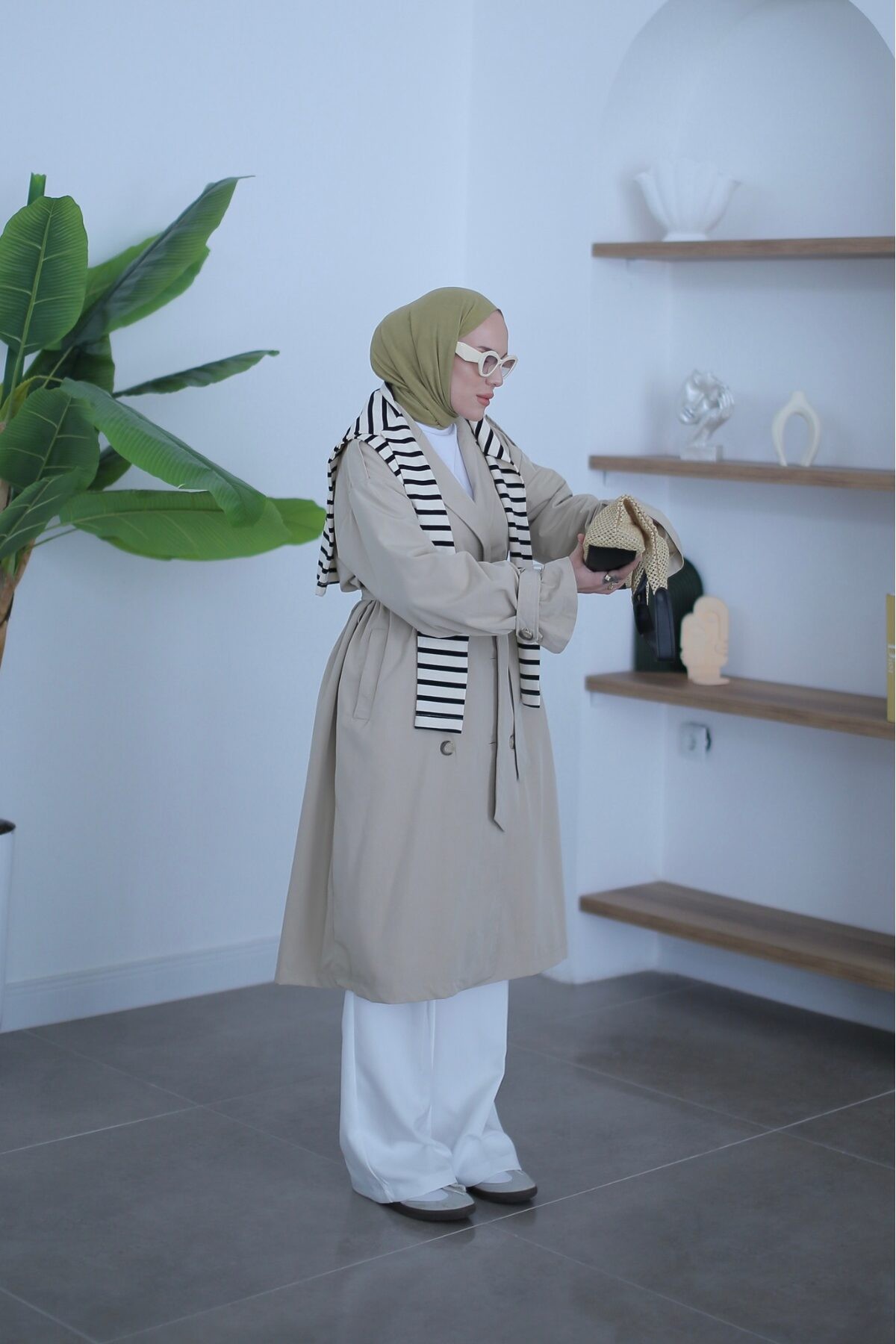 Zra Model Astarlı Trençkot Bej
