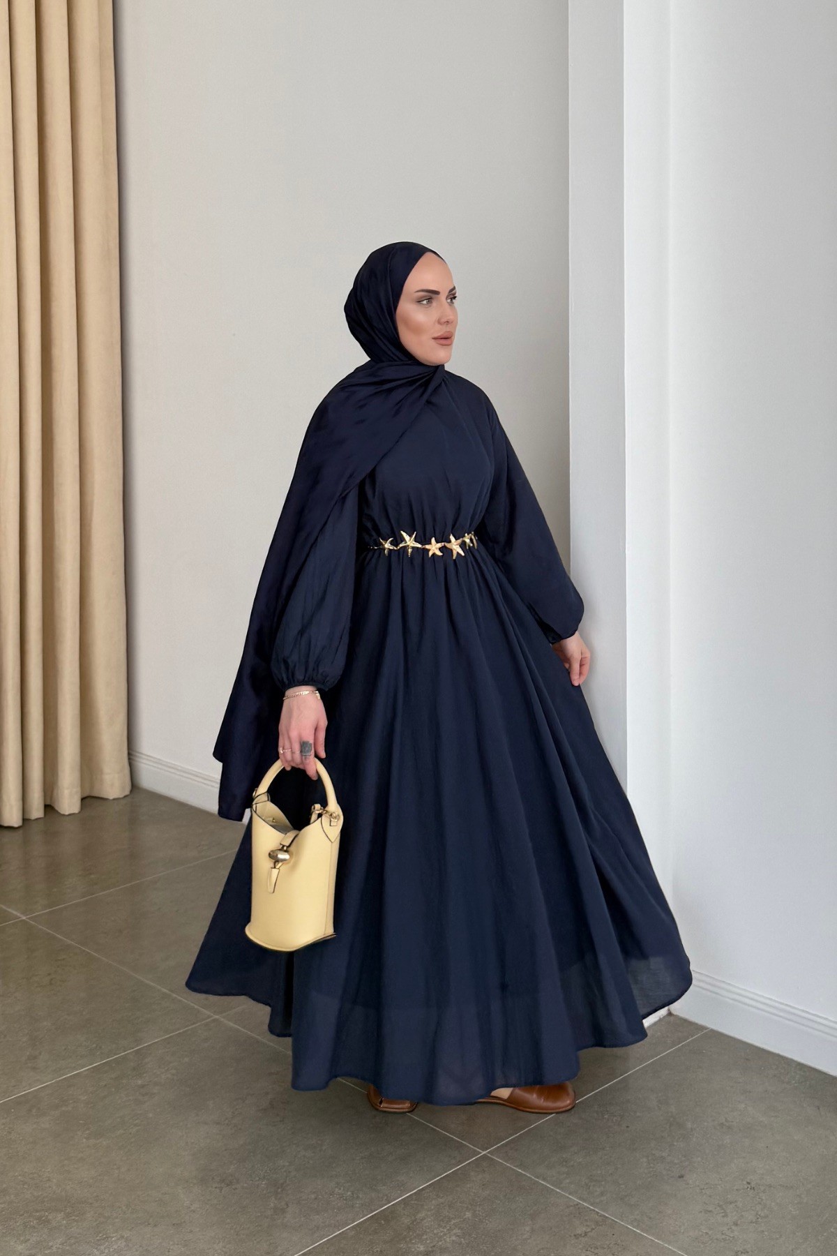 Sarah Premium Vual Elbise Lacivert