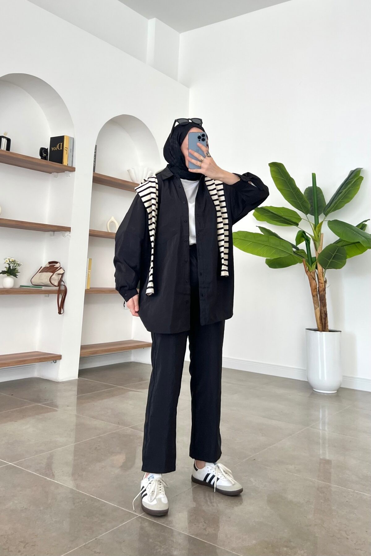 Oversize Cepli Takım Siyah