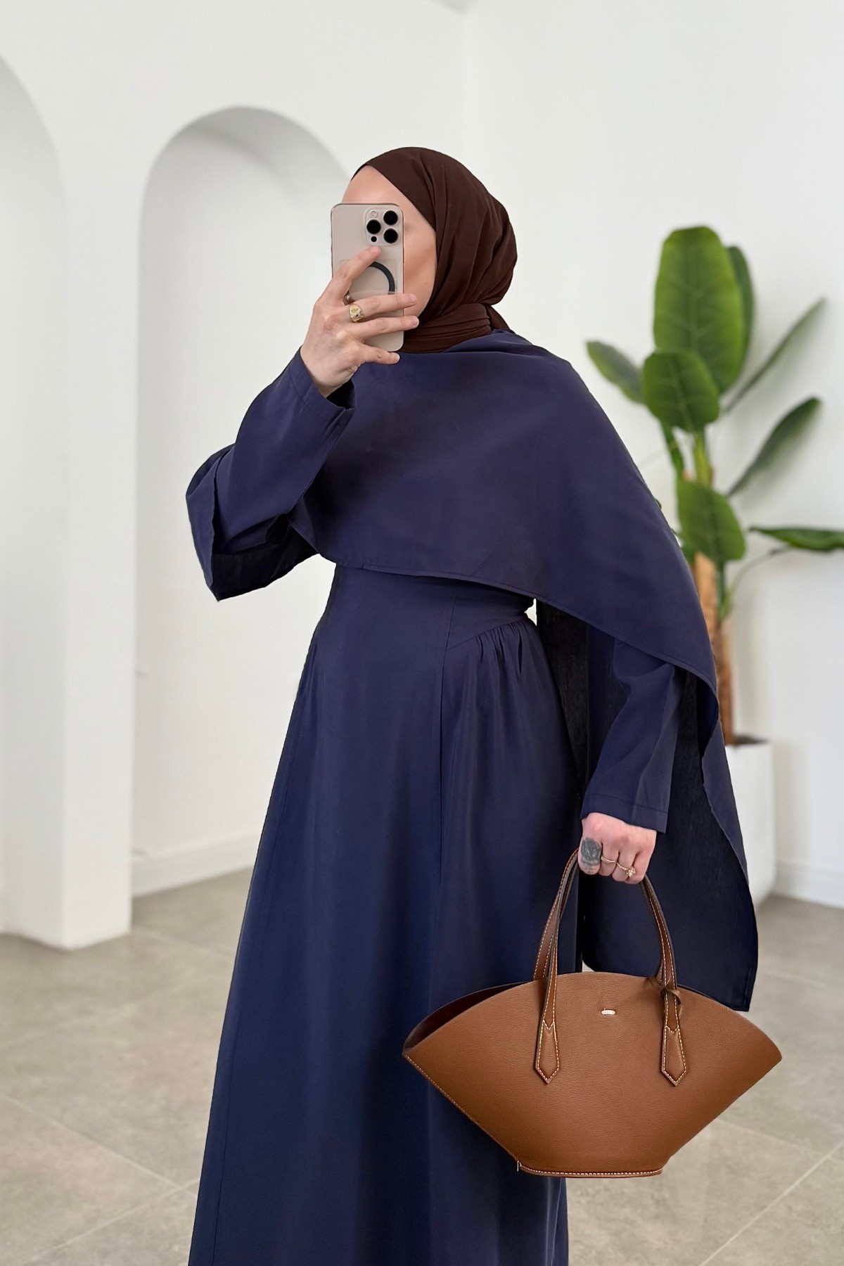 Aura Pelerin Premium Elbise Lacivert