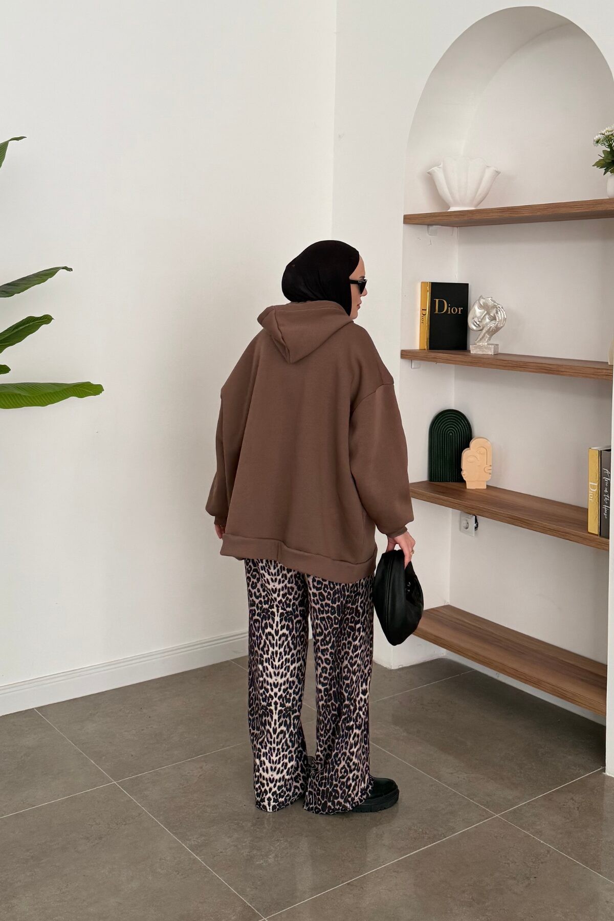 Oversize Üç İplik Sweat Kahve