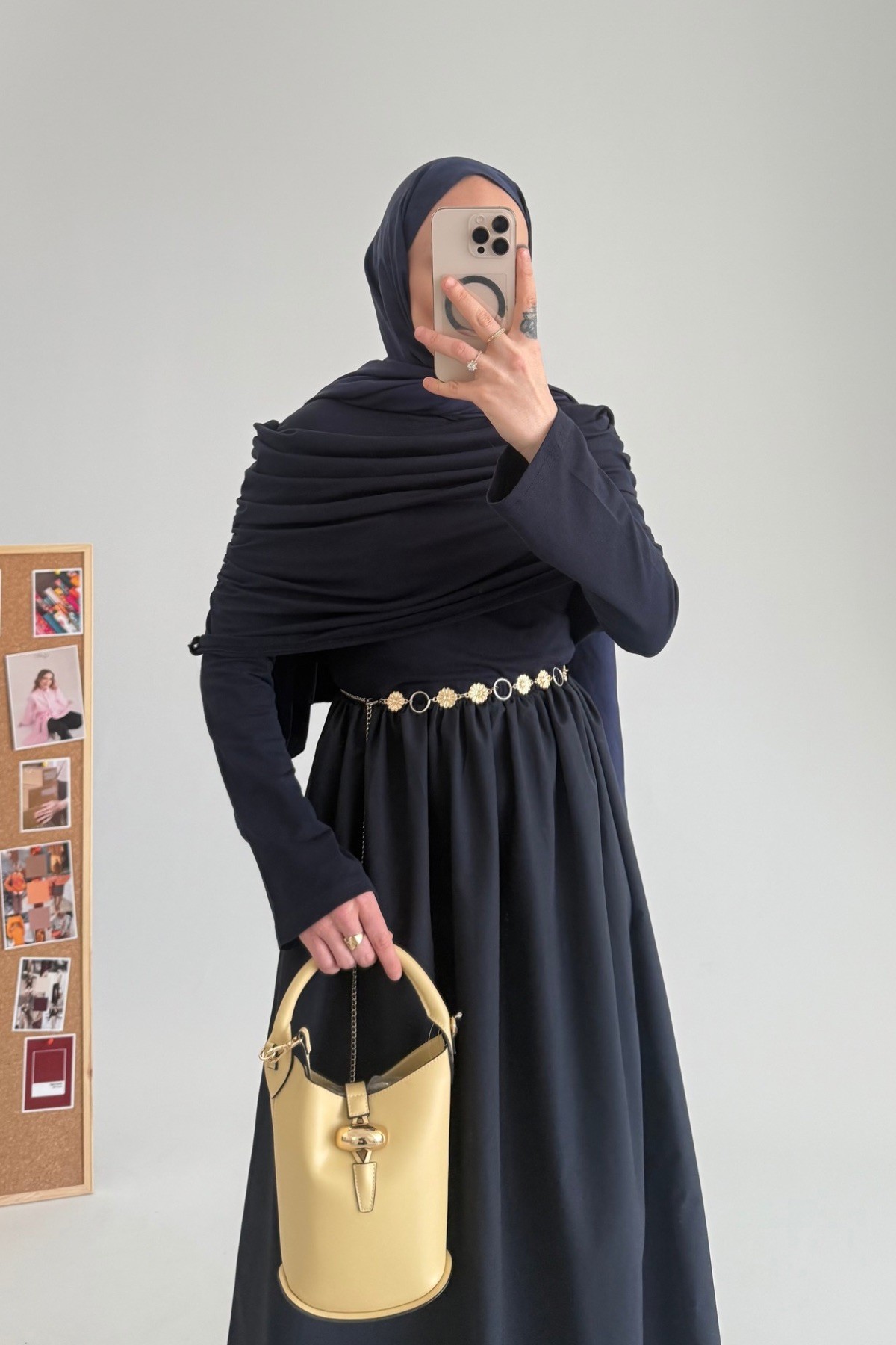 Drape Farah Elbise Lacivert 