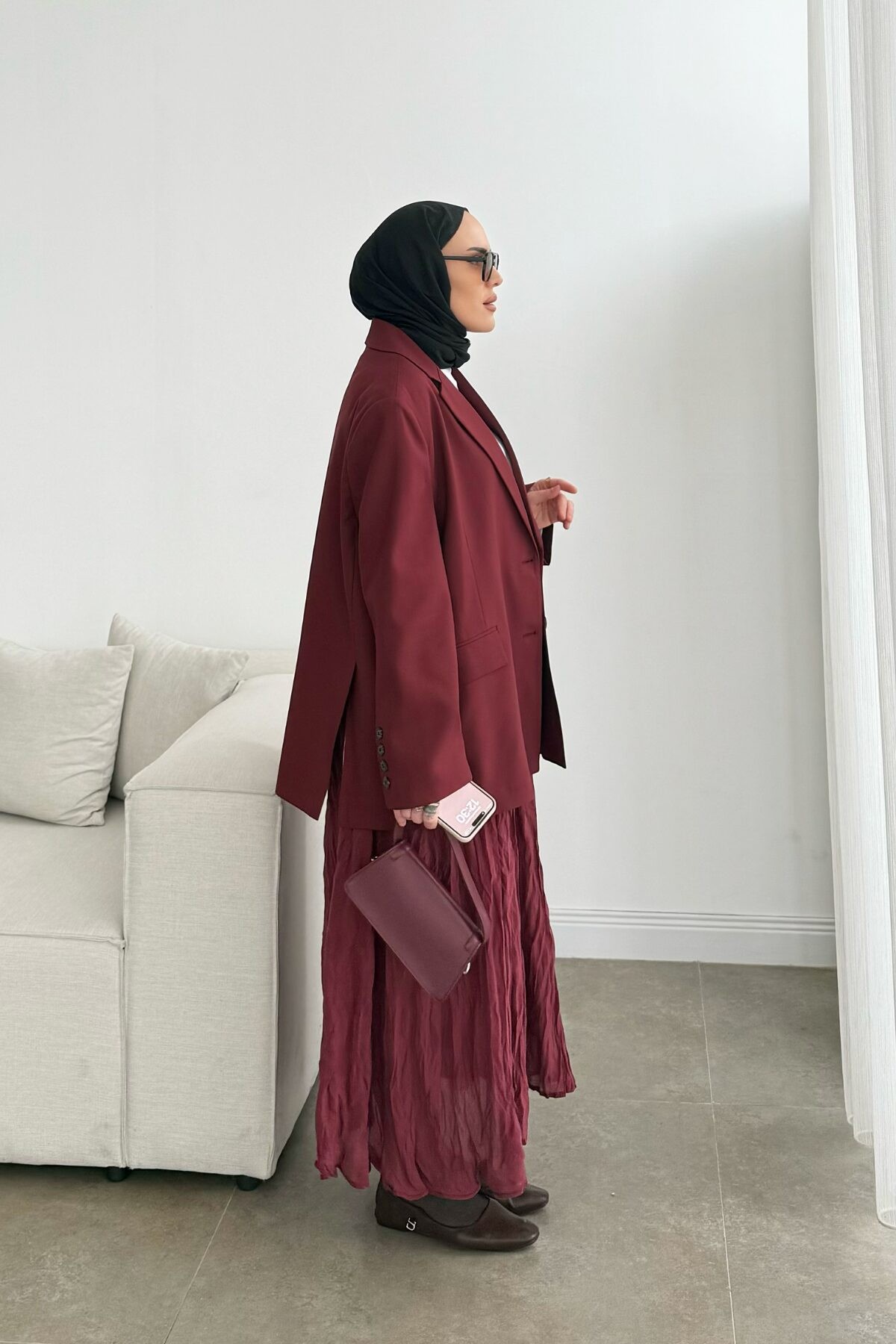 Massi. Astarlı Blazer Ceket Bordo