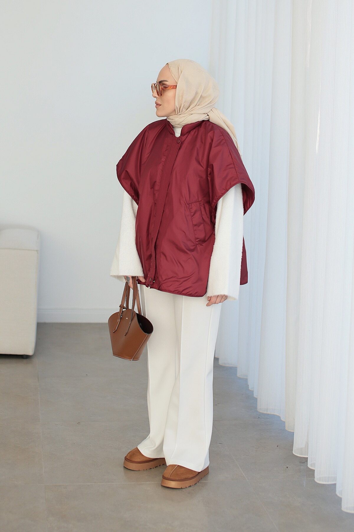 Cos Model Yelek Bordo