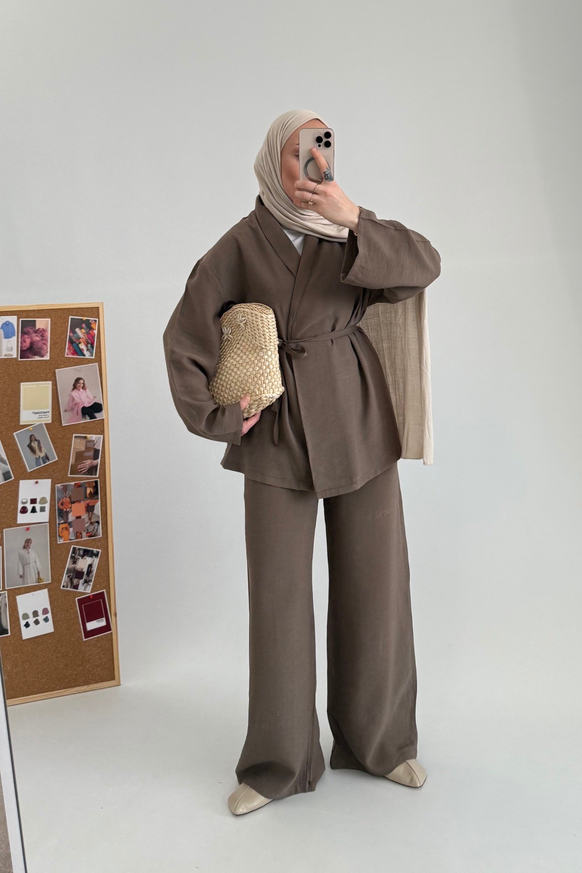 Loft Kimono Ceket Takım Kahve 