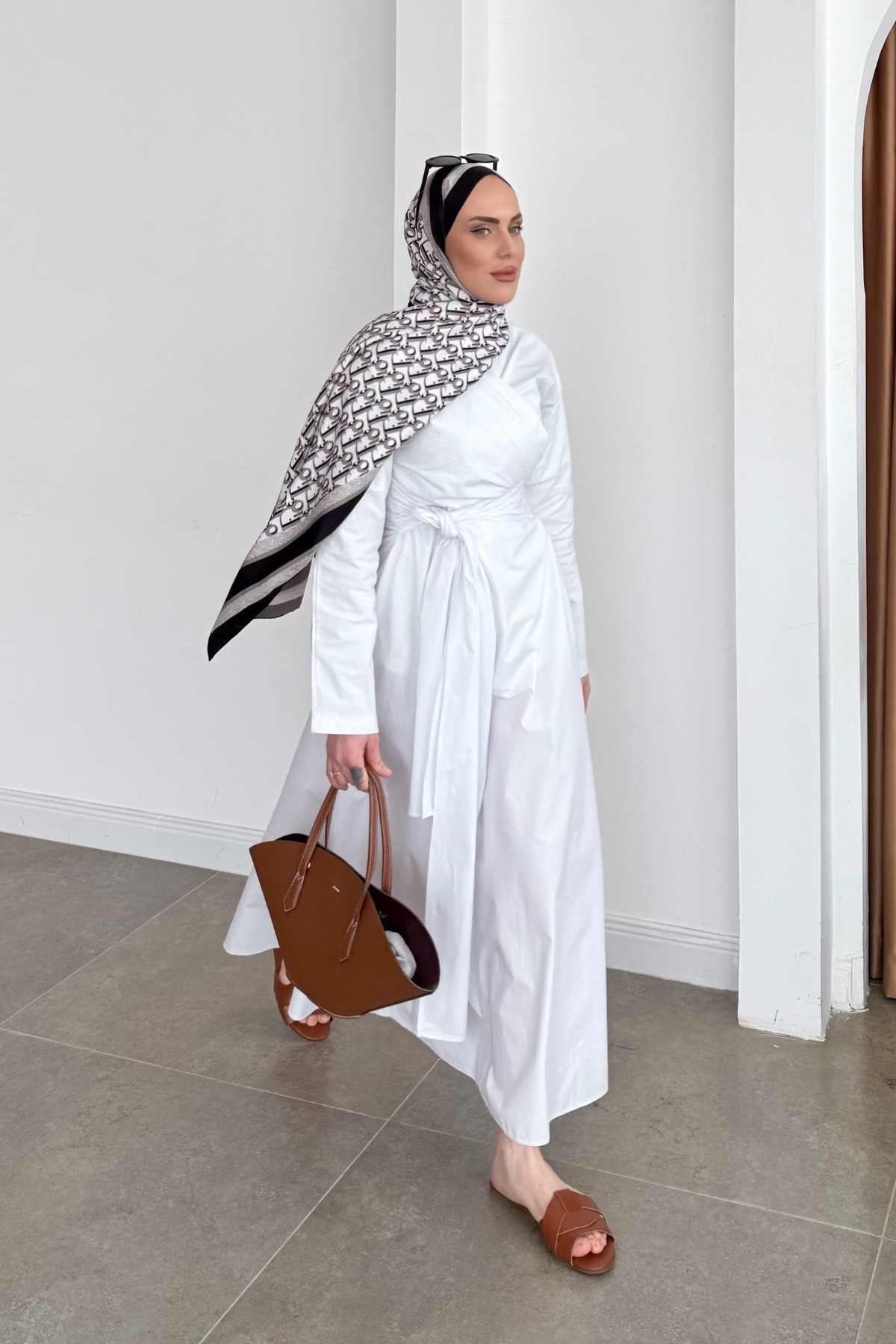 Pinterest Model Poplin Elbise Beyaz