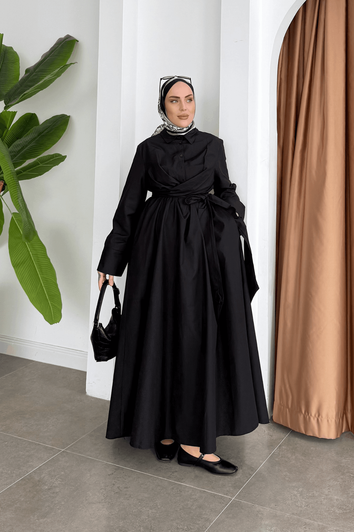 Katy Belden Bağlamalı Elbise Siyah