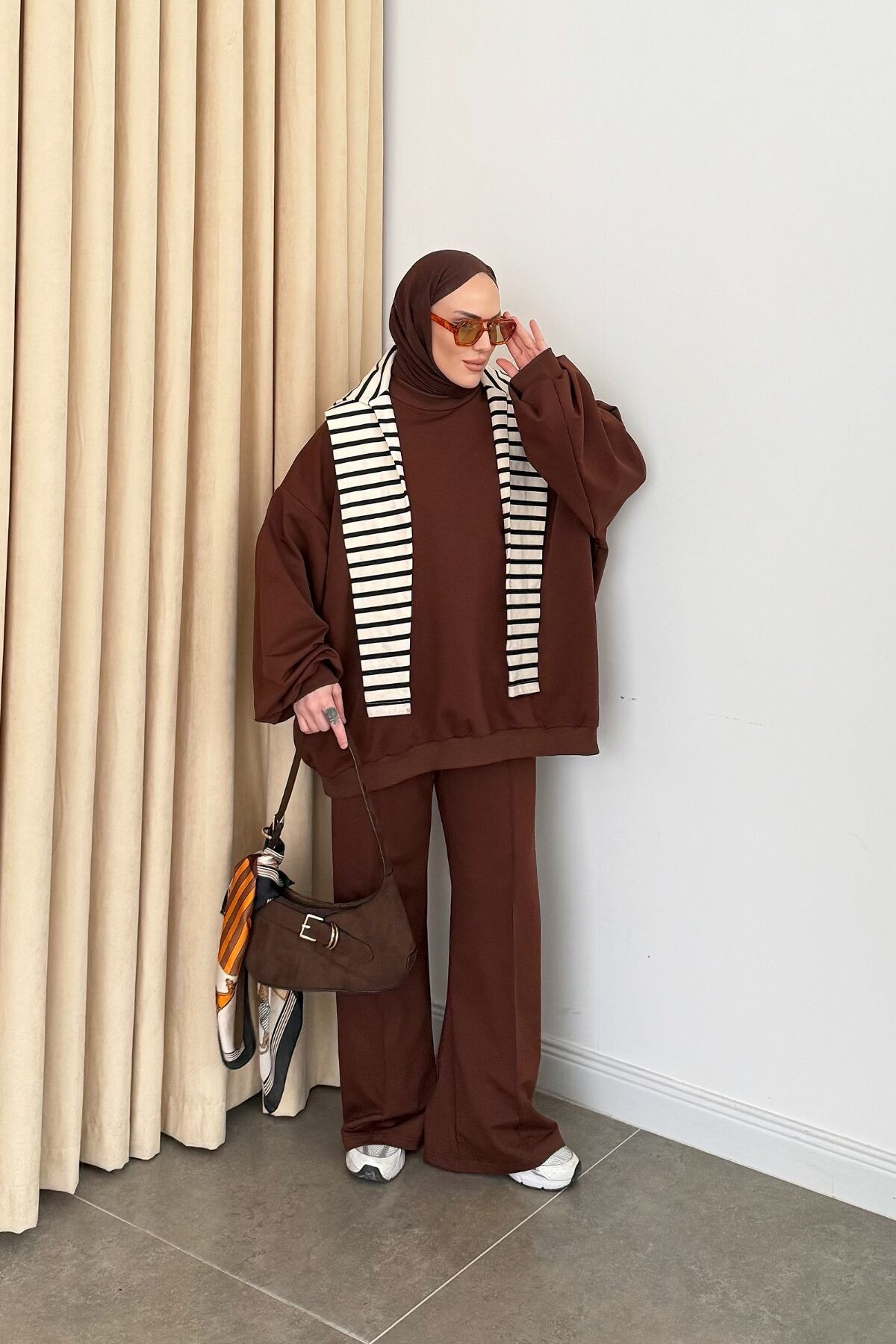 Oversize Çımalı Takım Acı Kahve