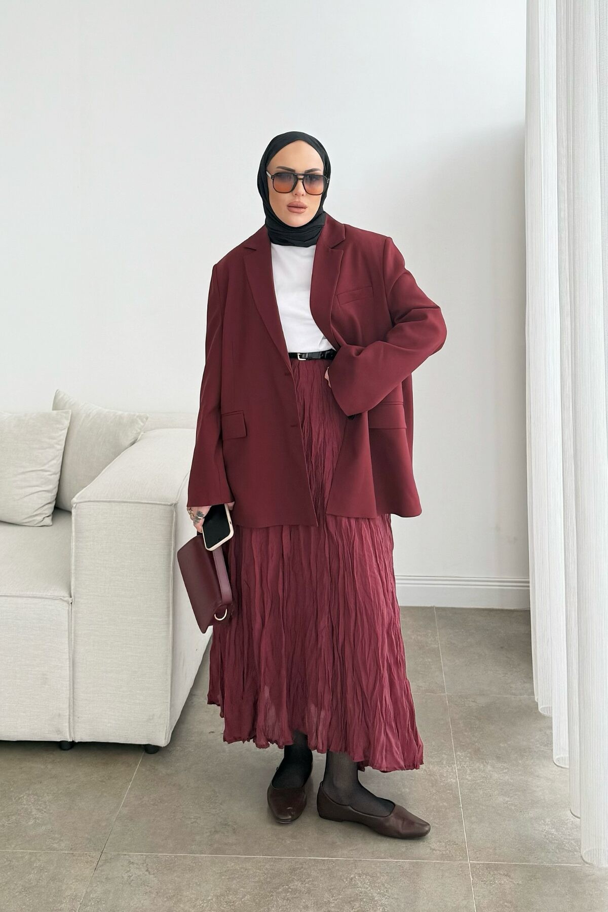 Massi. Astarlı Blazer Ceket Bordo