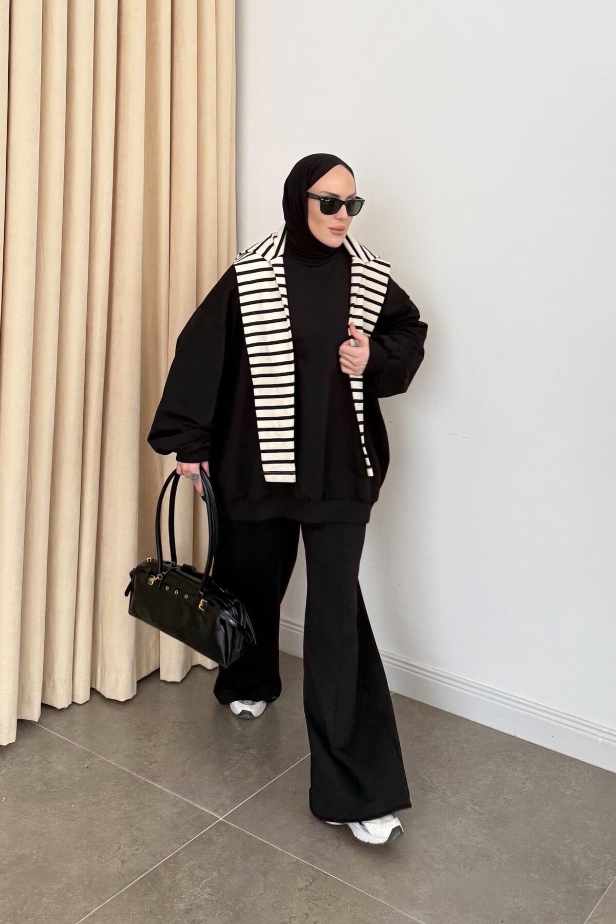 Oversize Çımalı Takım Siyah