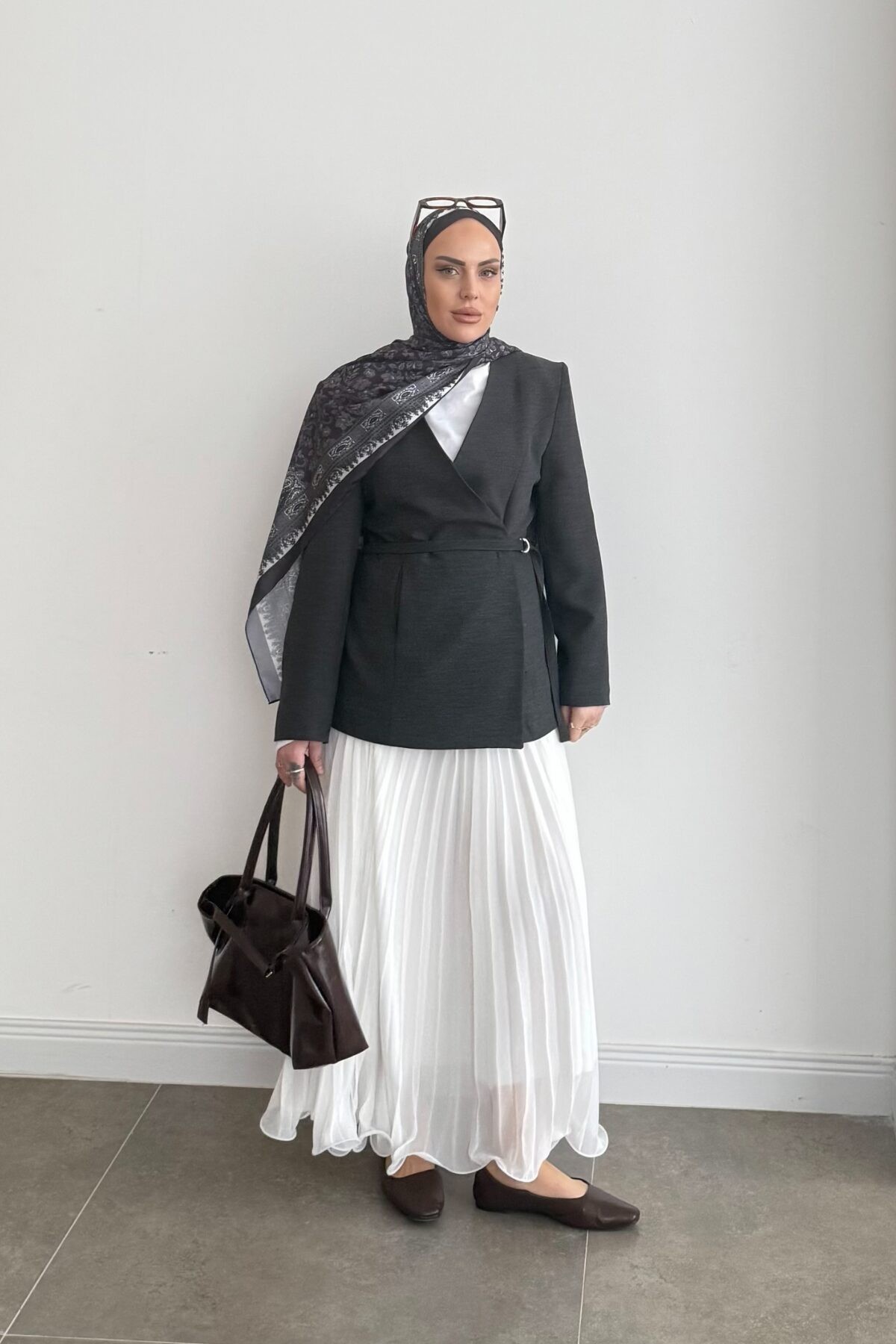 Hm Model Piliseli Şifon Etek Beyaz