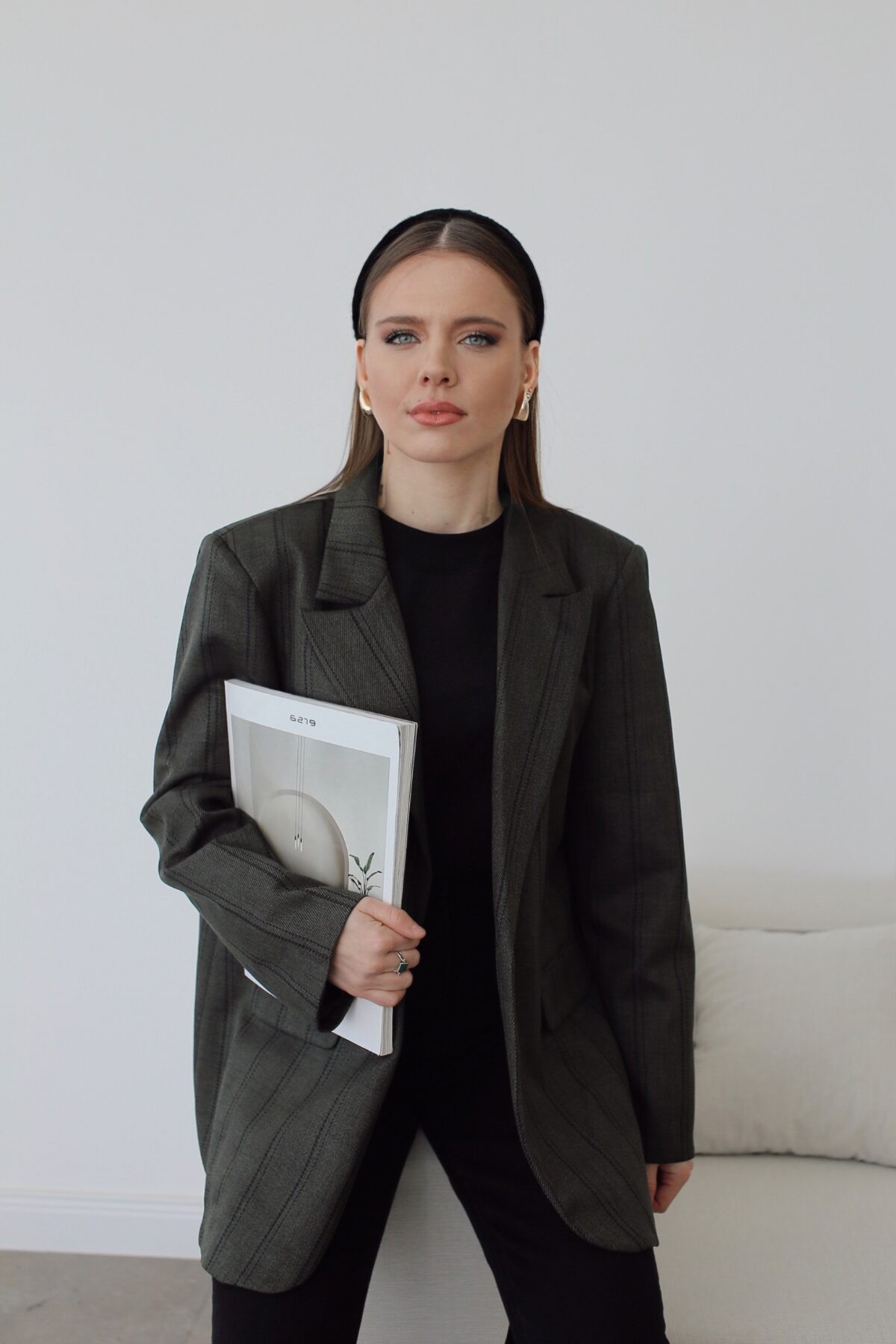 Zra Çizgili Oversize Ceket- Haki