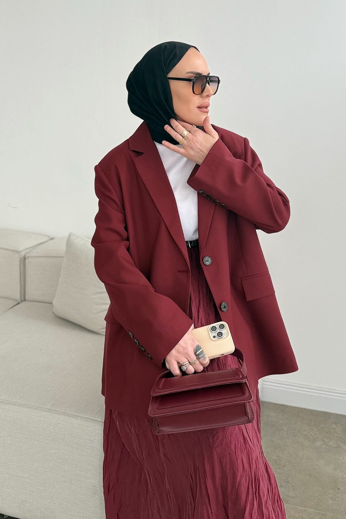 Massi. Astarlı Blazer Ceket Bordo