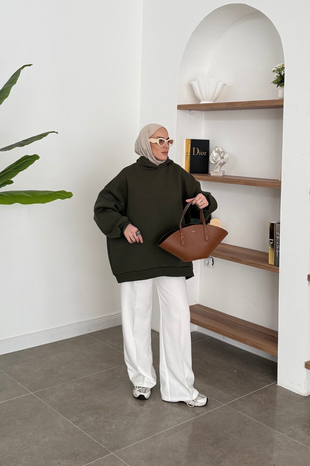 Oversize Üç İplik Sweat Yeşil