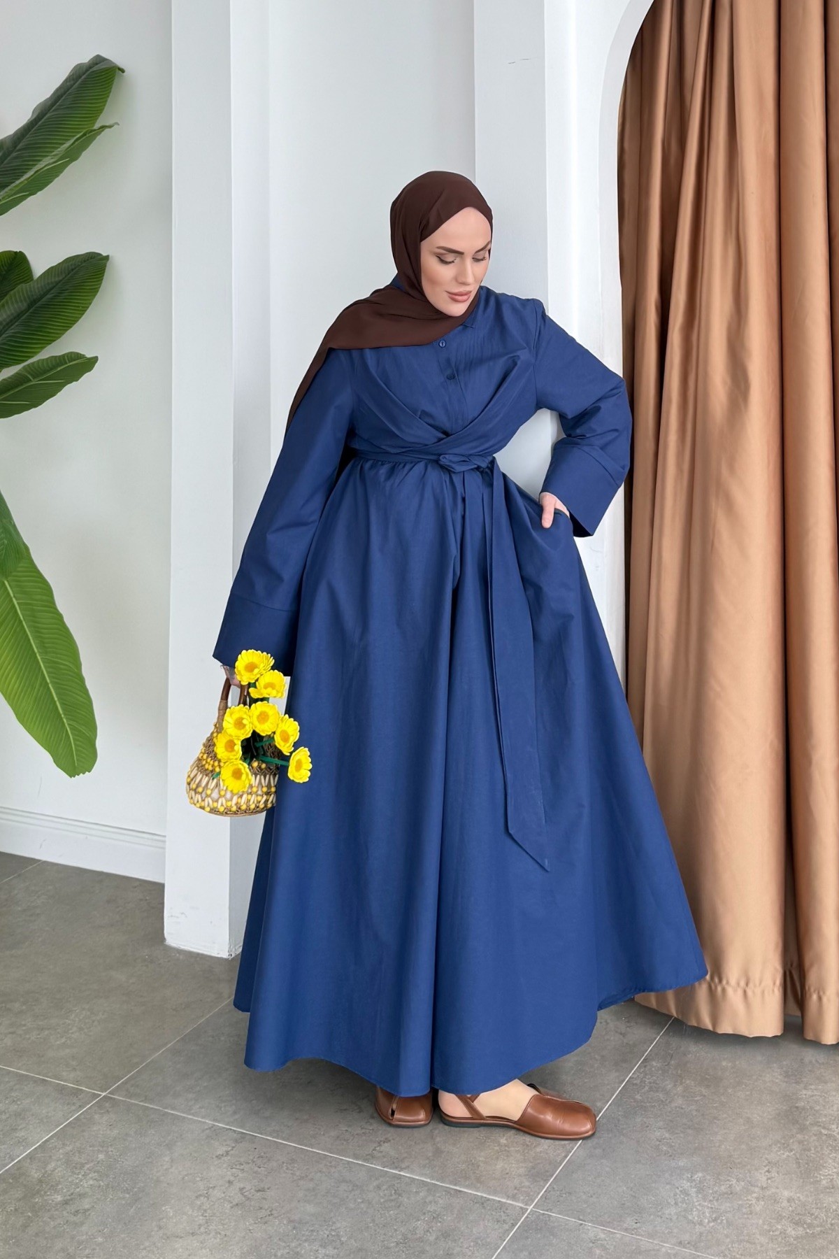 Katy Belden Bağlamalı Elbise Lacivert