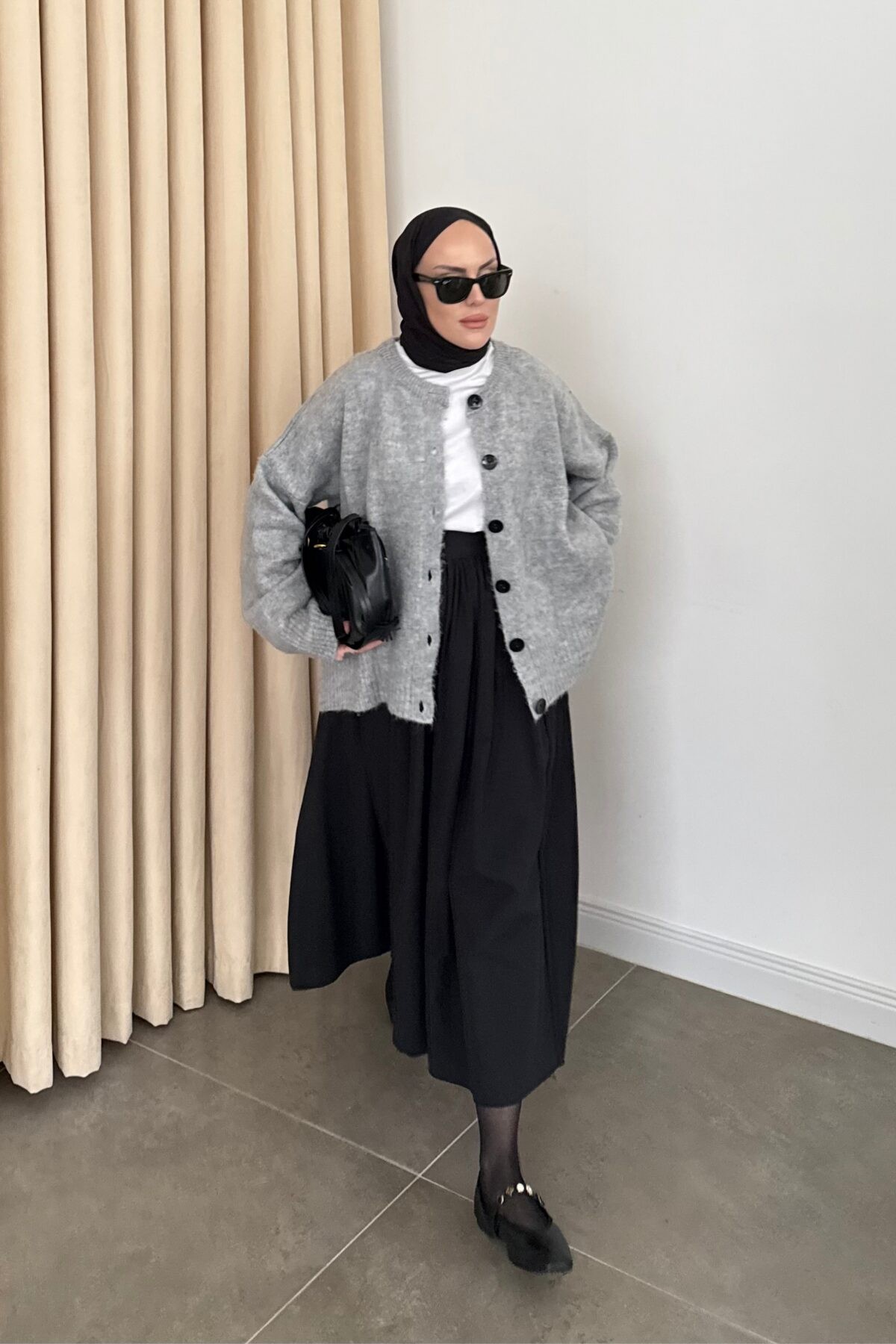 Massimo Model Oversize Hırka Gri