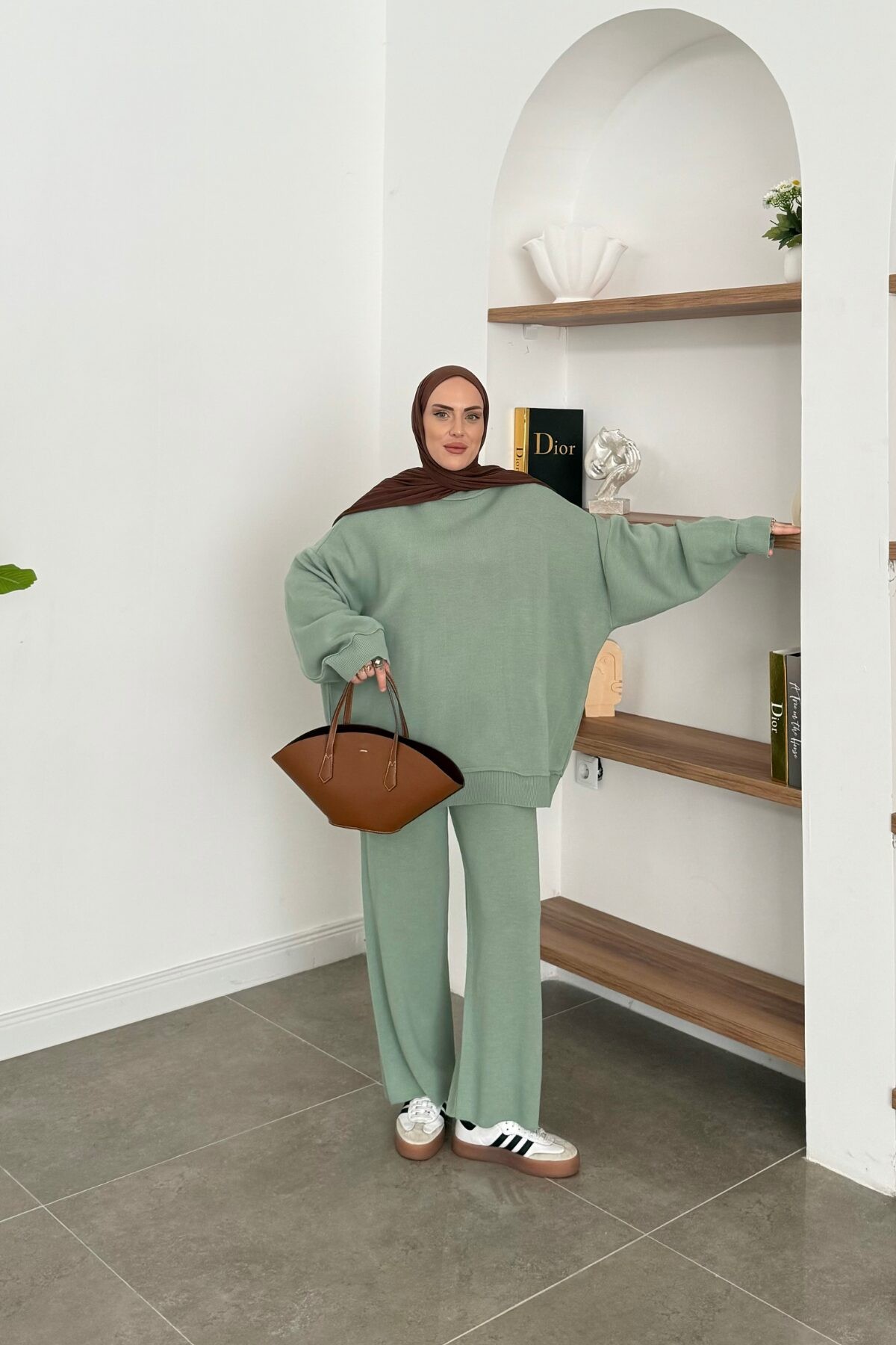 Oversize Sweat Triko Takım Mint Yeşili