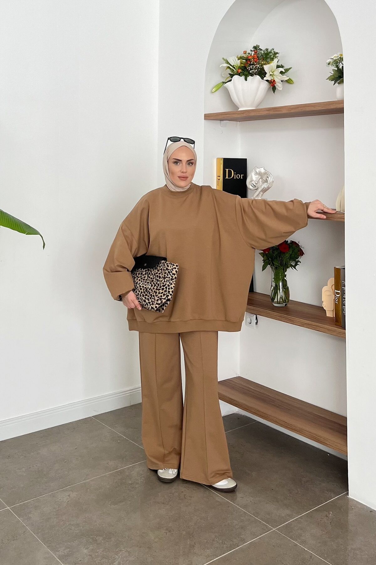 Oversize İki İplik Takım Sütlü Kahve