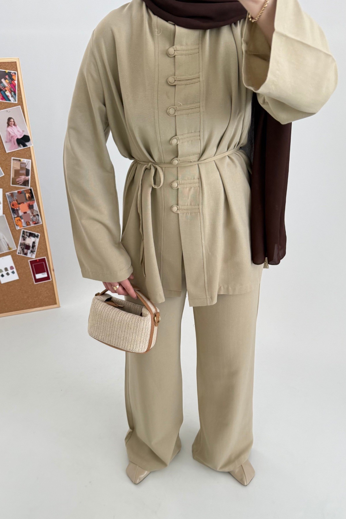 Linen Natural Keten Takım Çağla 