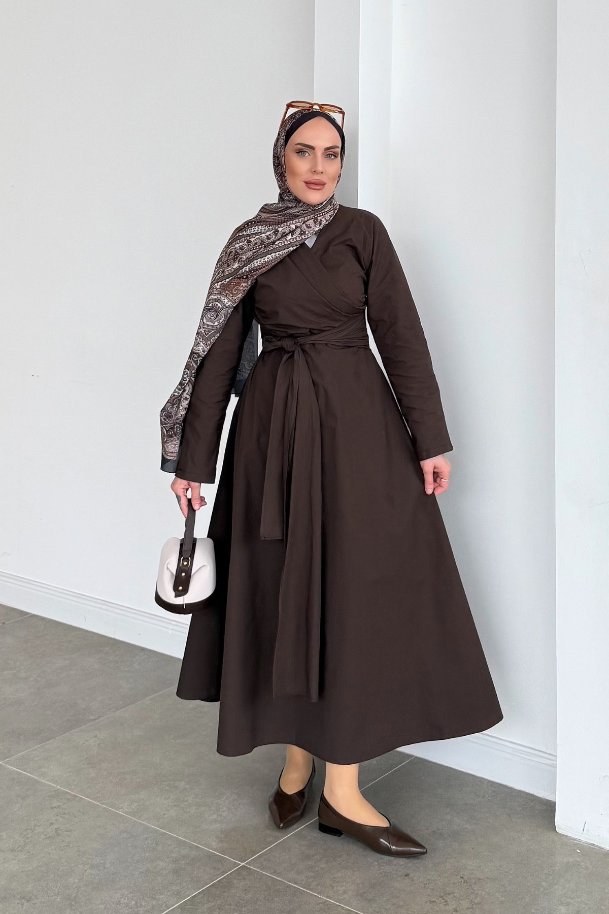 Pinterest Model Poplin Elbise Kahve