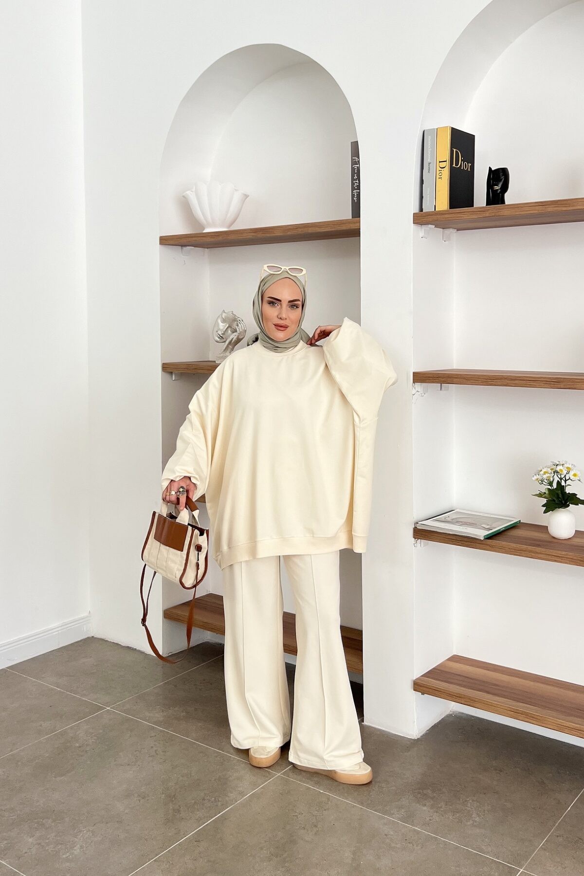 Oversize İki İplik Takım Krem