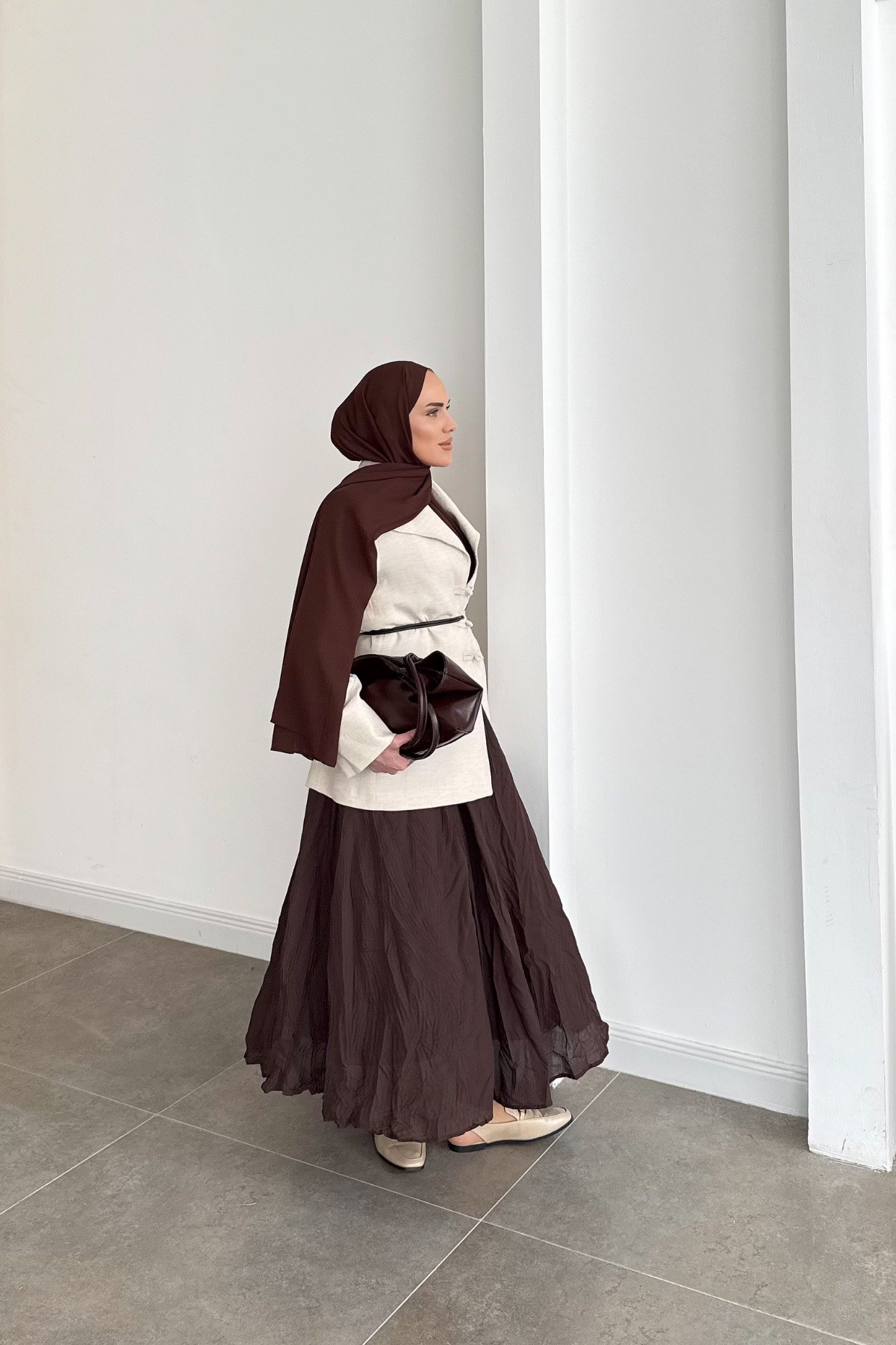 Tasarım Geniş Yaka Blazer Natural