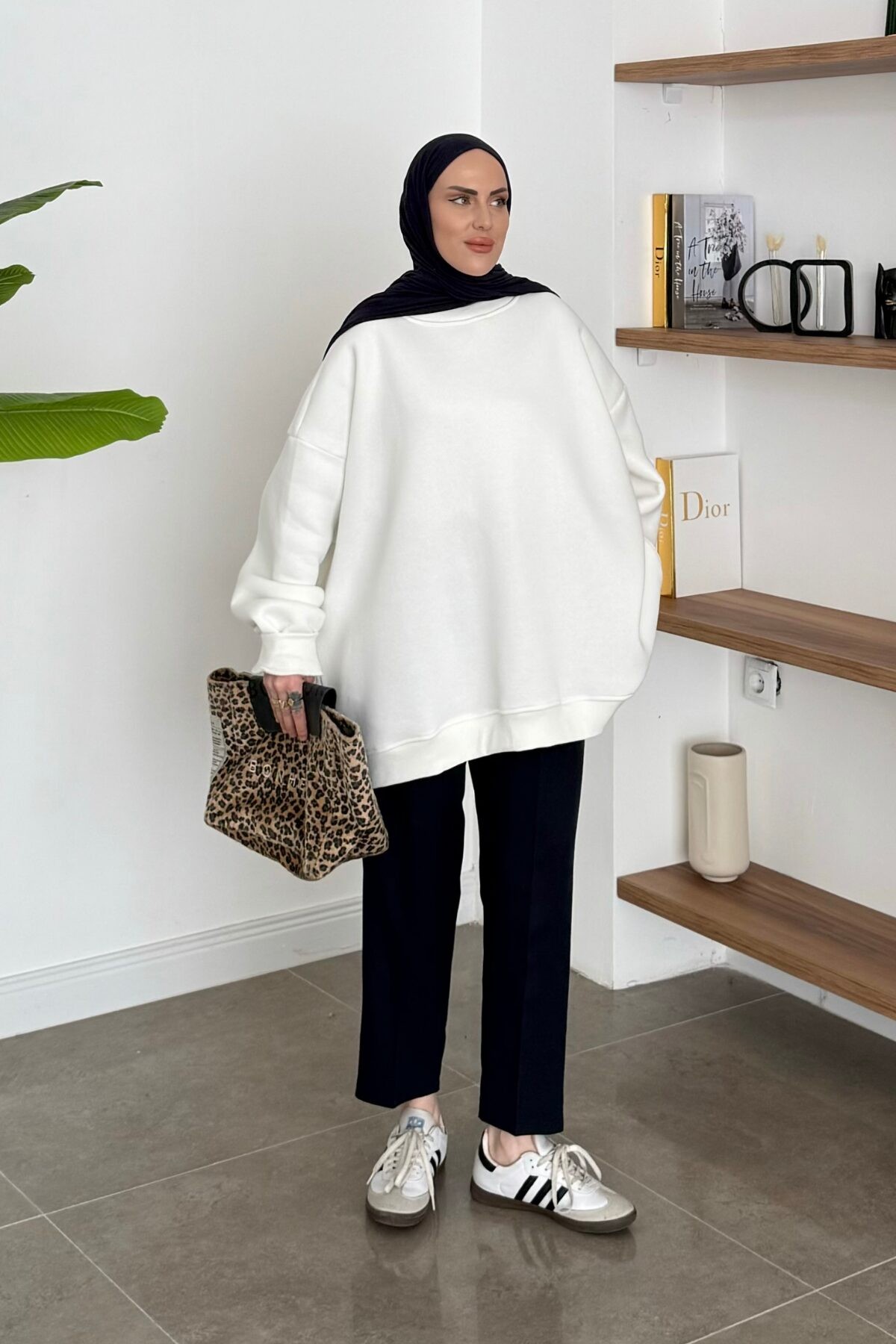 Zra Model Oversize Sweat Beyaz