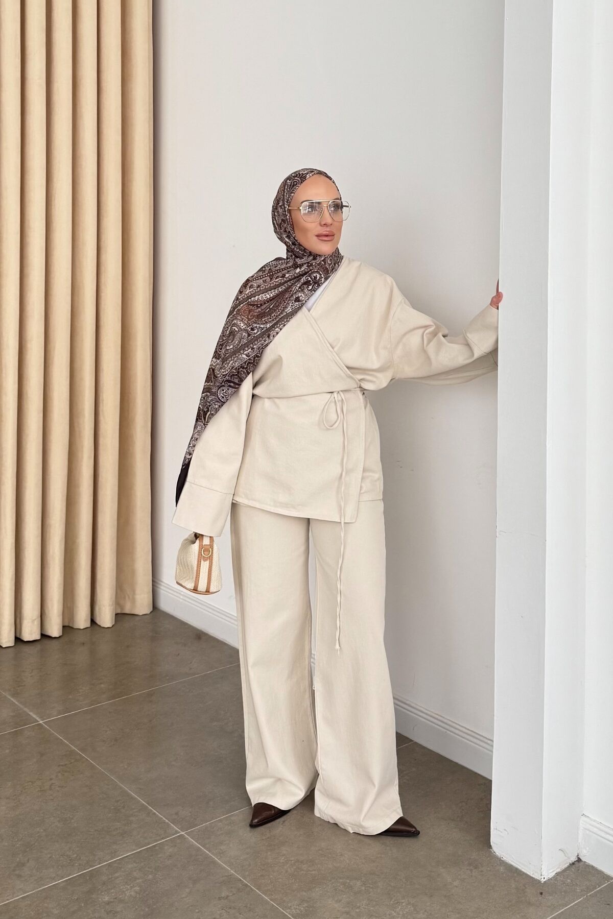 Belden Bağlamalı Premium Gabardin Takım Bej