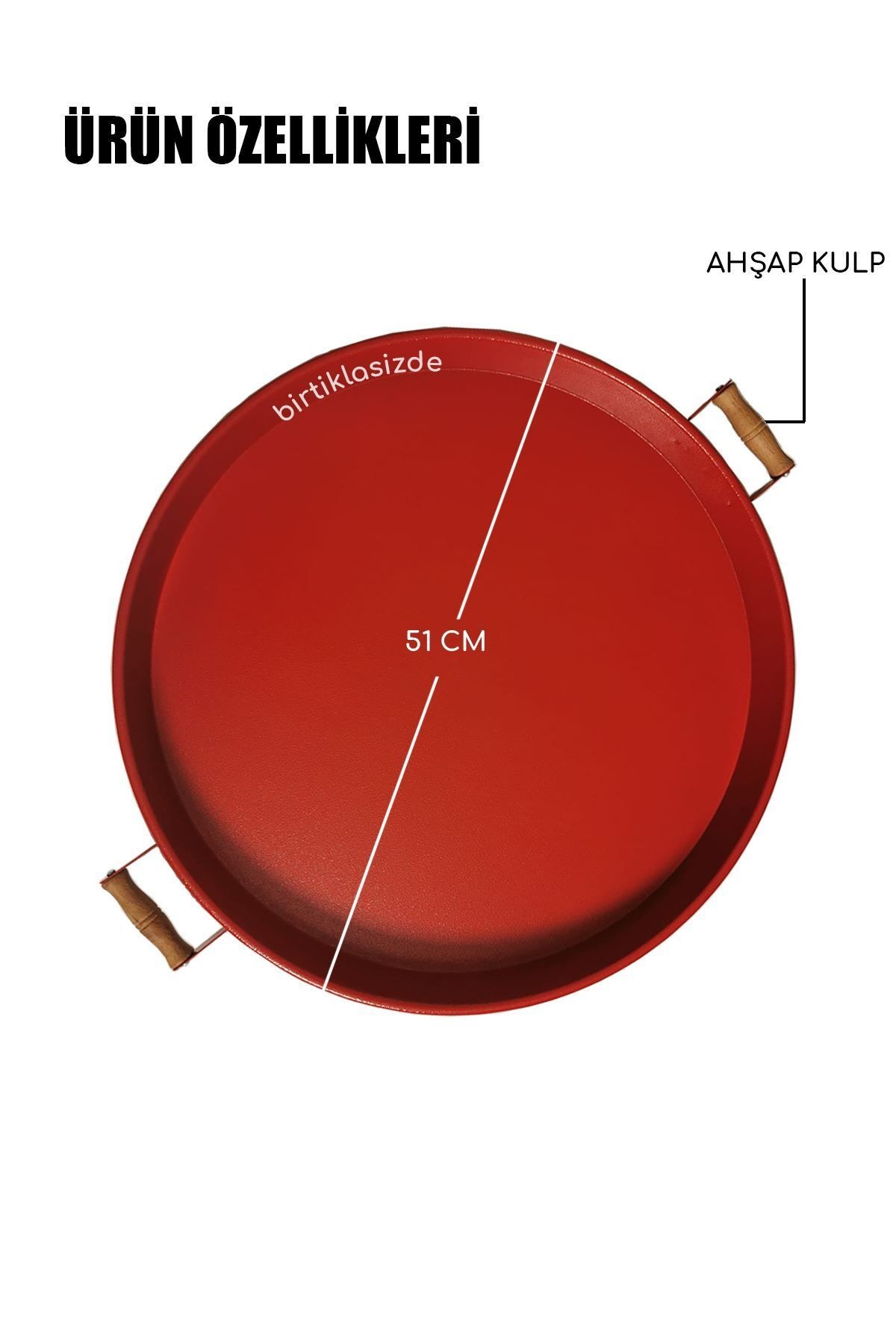 51 CM Kırmızı 37 CM Yeşil 2 Li Metal Yuvarlak Tepsi Sunum