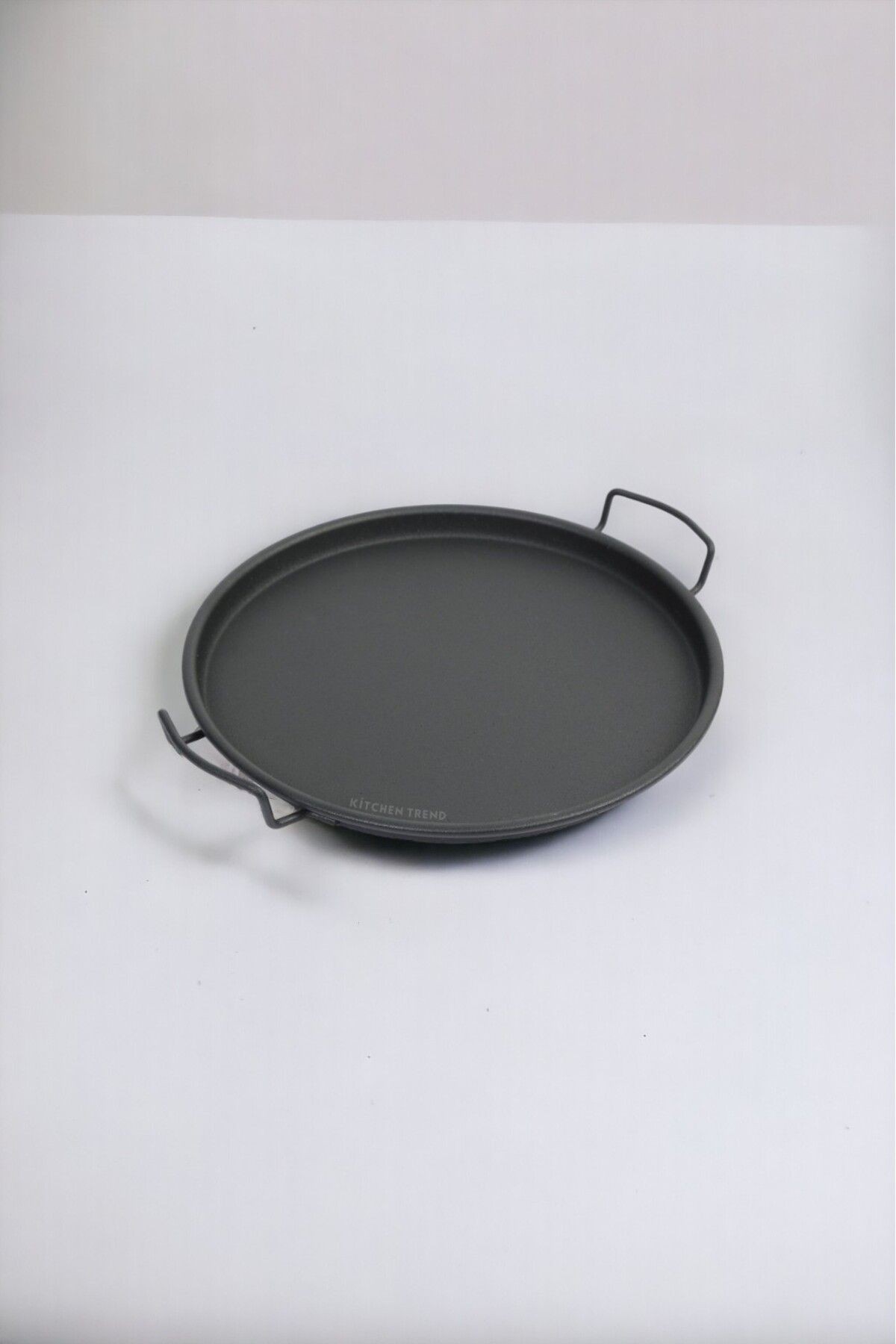 25 Cm Siyah Metal Yuvarlak Çay Tepsisi, Servis Tepsisi Dekoratif Sunum Tepsisi