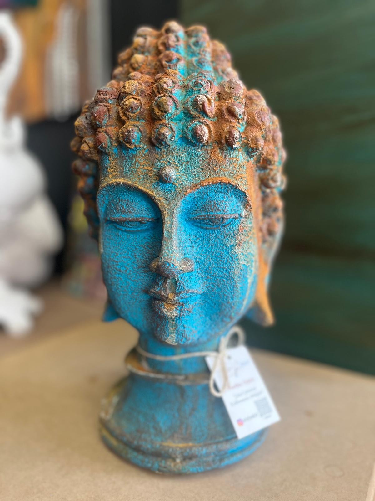PASLANMIŞ TURKUVAZ BUDDHA 33CM