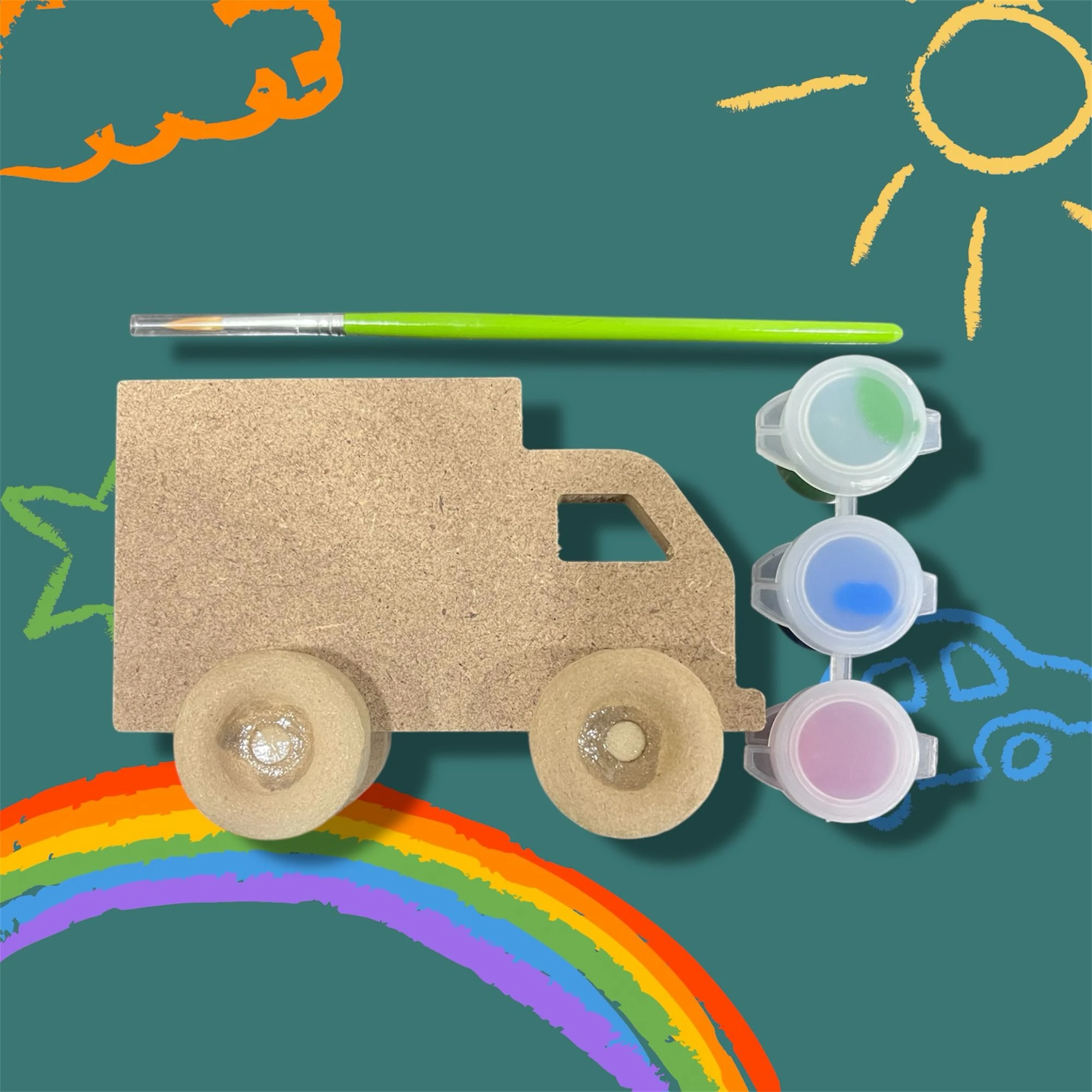 AHŞAP KAMYONET ÇOCUK BOYAMA SETİ