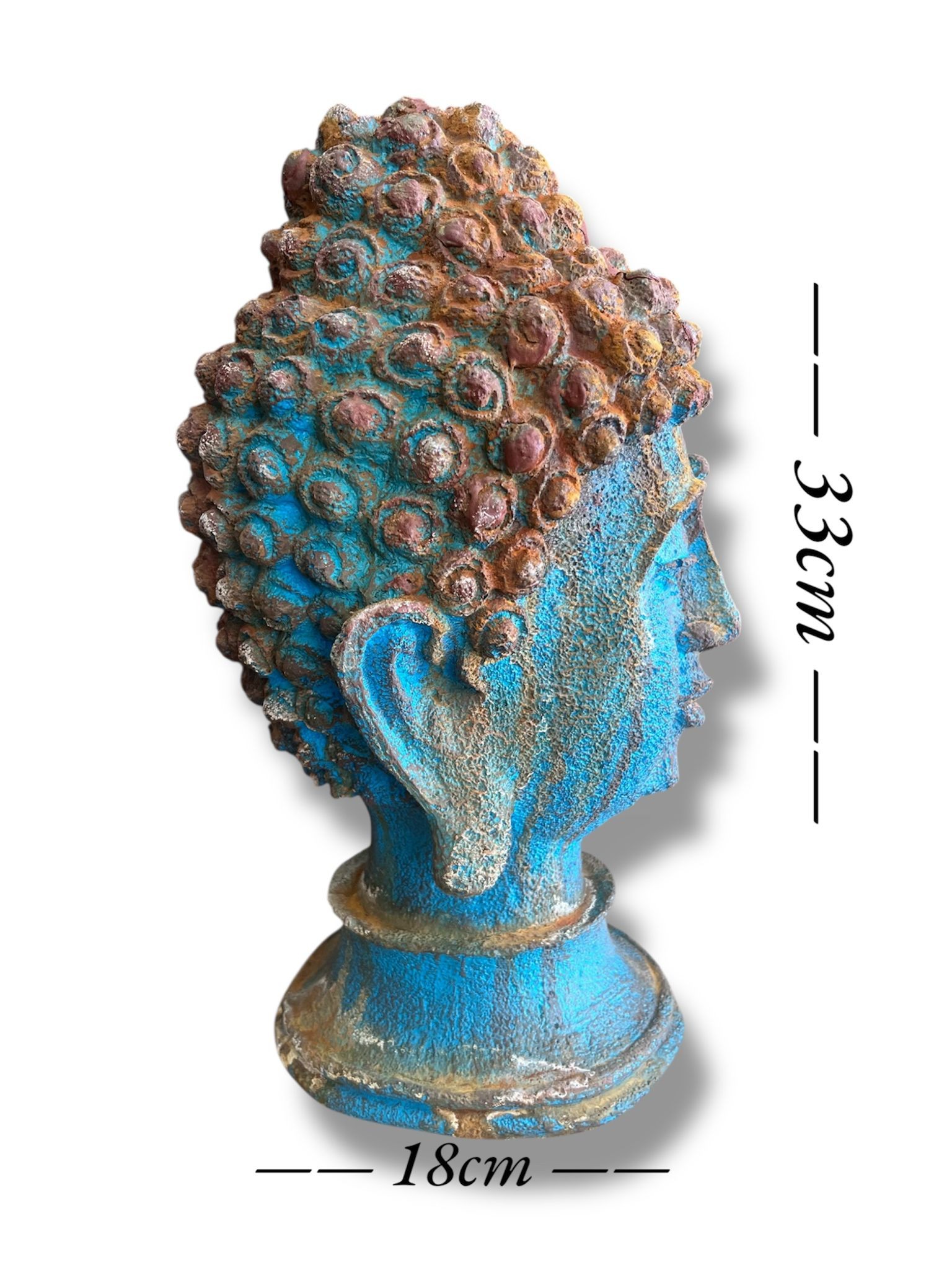PASLANMIŞ TURKUVAZ BUDDHA 33CM