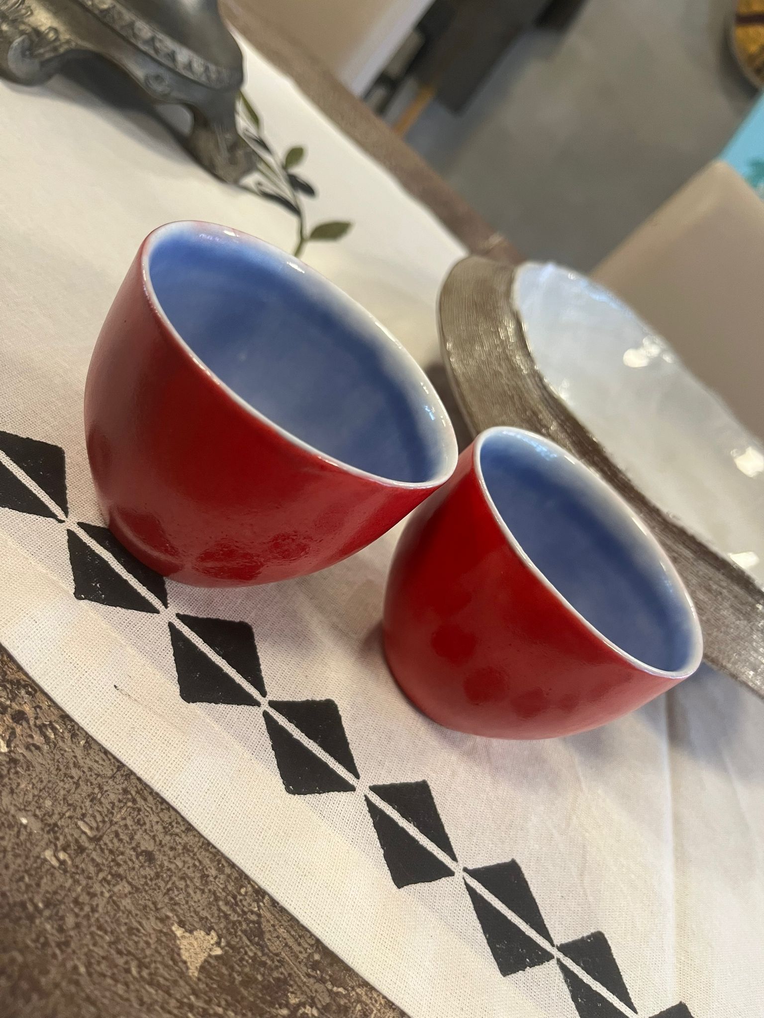 KIRMIZI MAVİ PORSELEN KAHVE BARDAK 2'Lİ 250ML