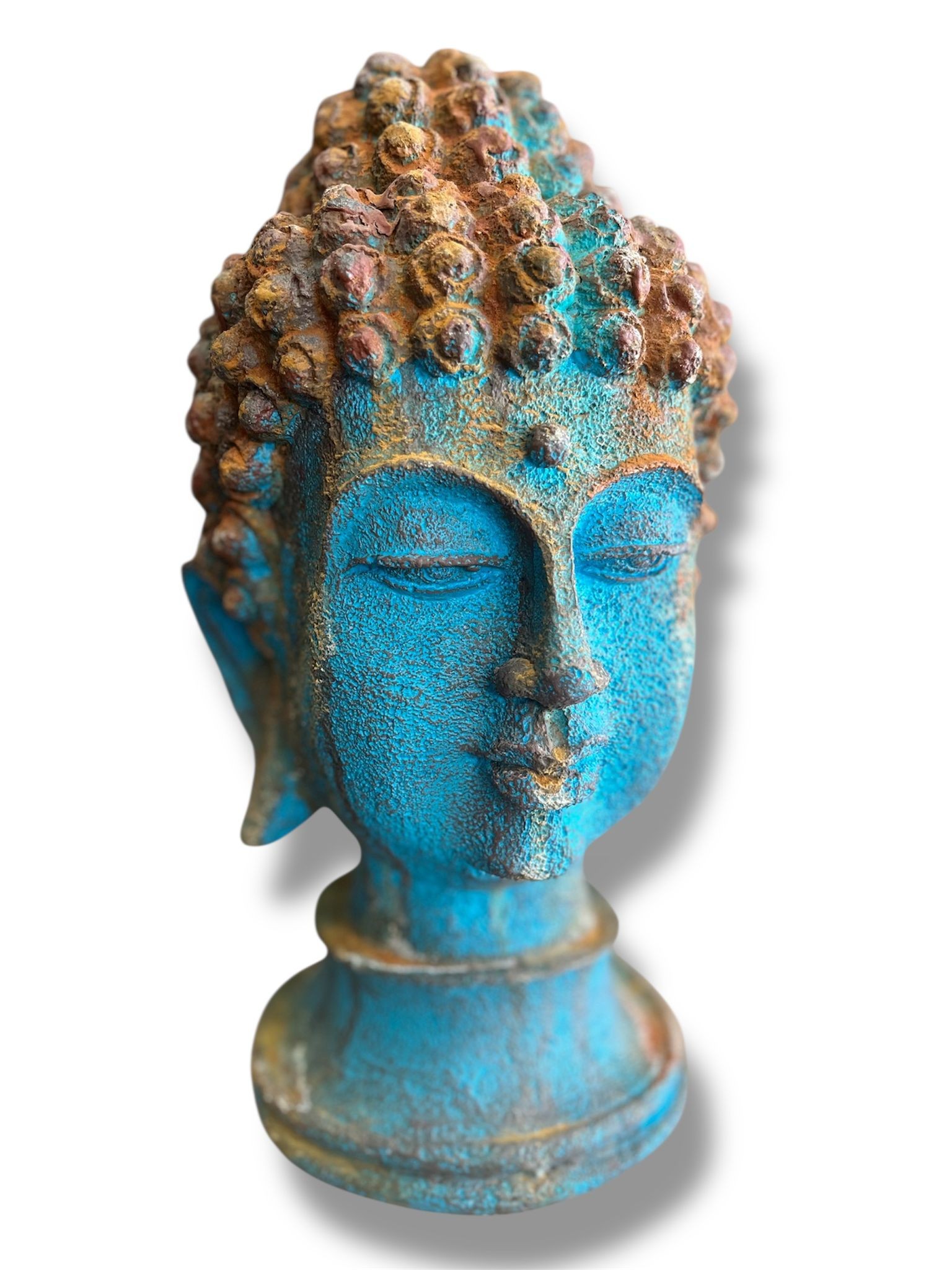 PASLANMIŞ TURKUVAZ BUDDHA 33CM