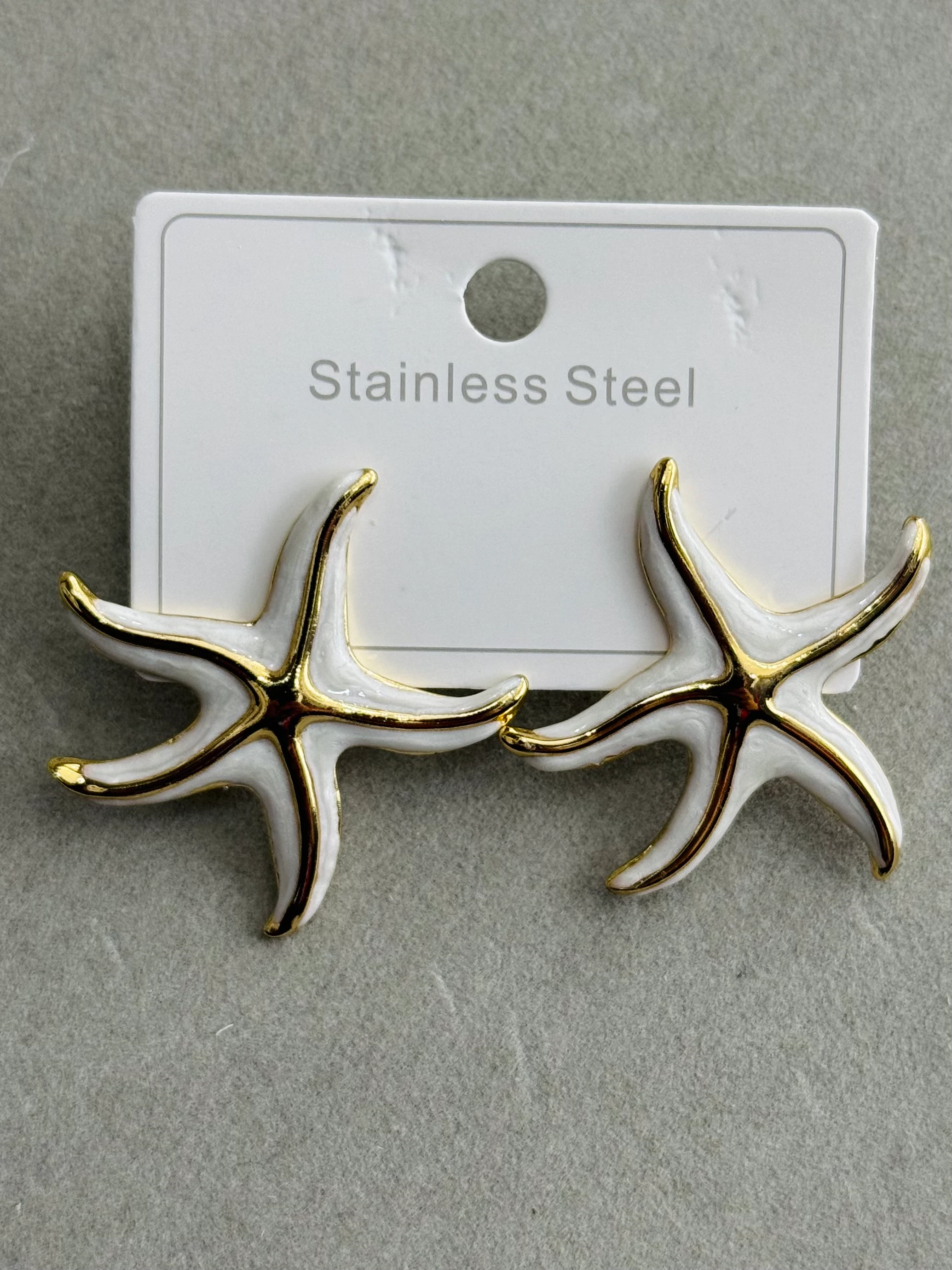 Çelik Beyaz Yıldız Küpe