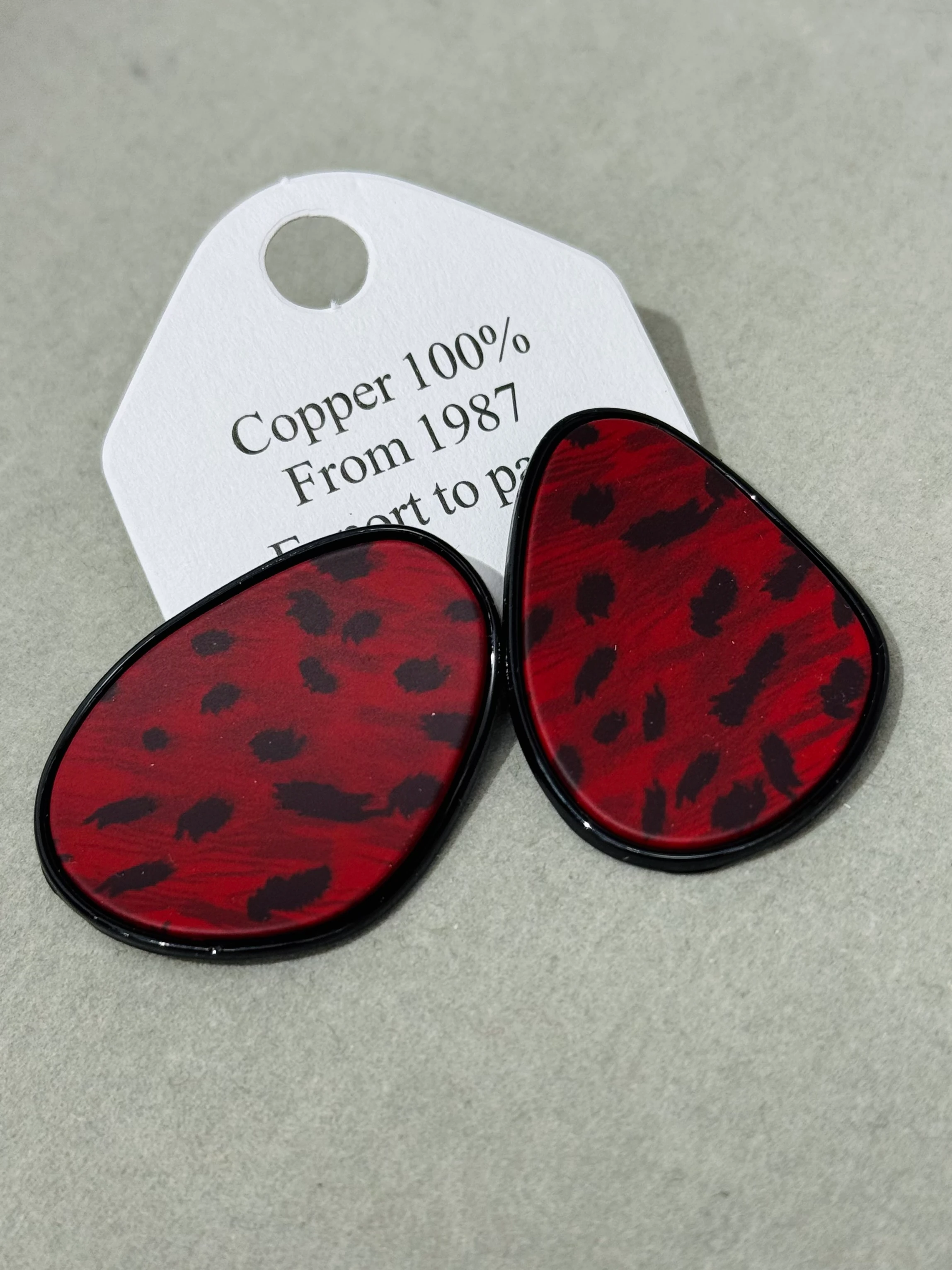 Bordo Siyah Leopar Küpe