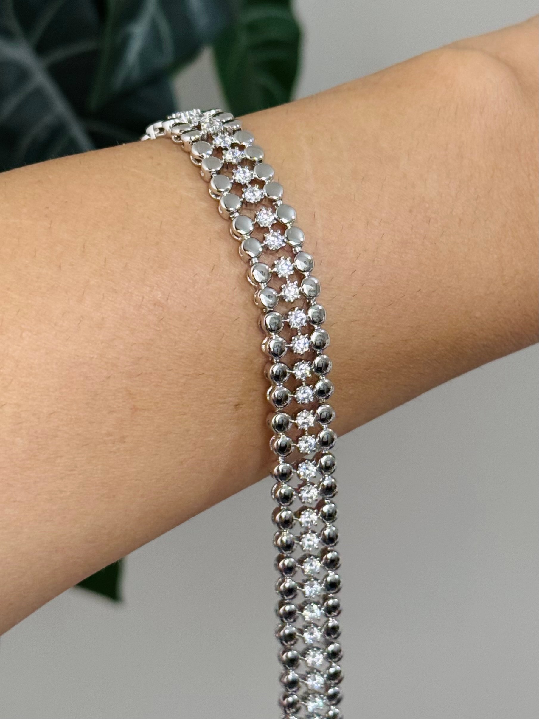 Xuping 14K Beyaz Altın Kaplama Sıralı Bileklik