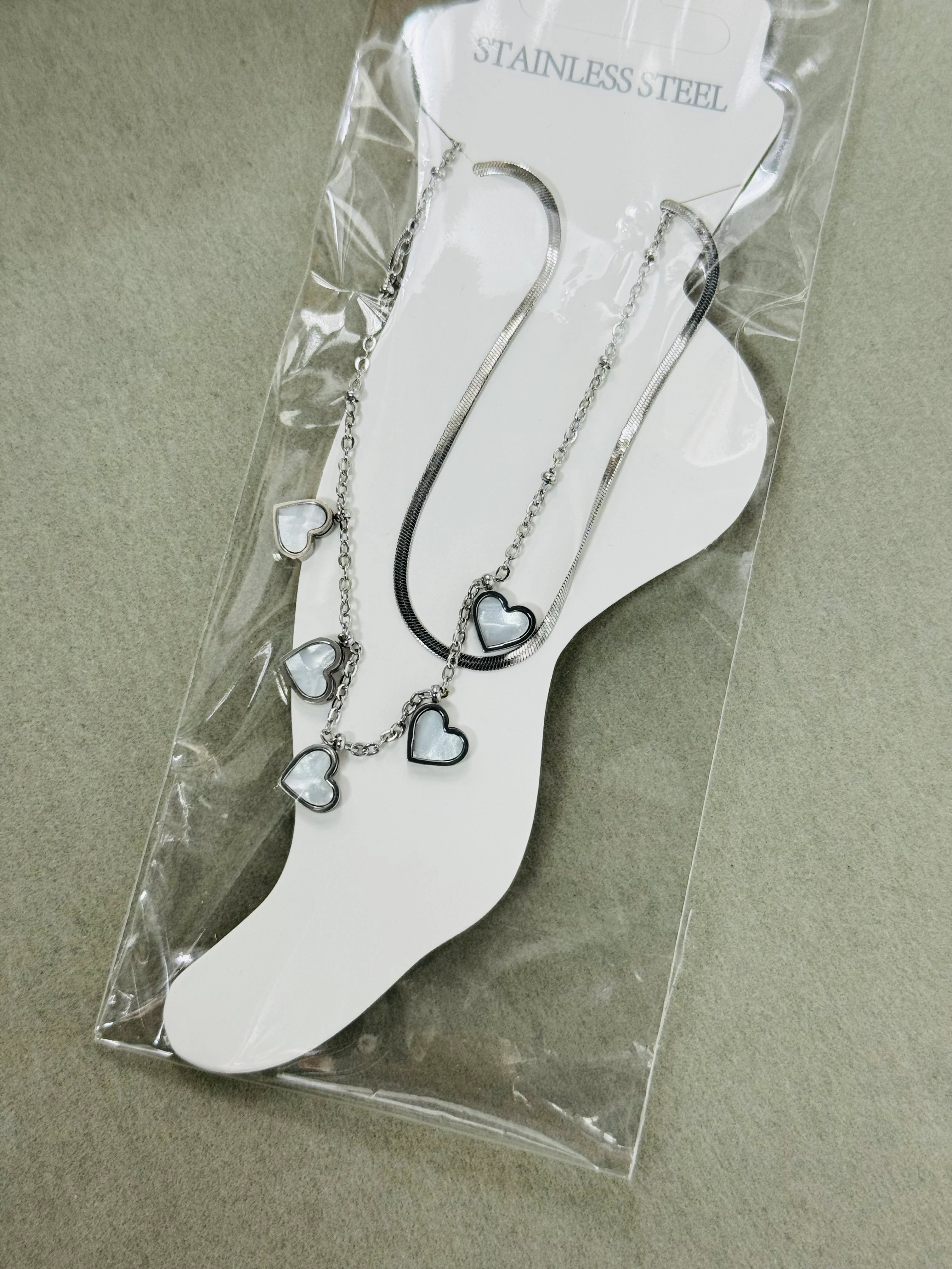 Çelik Sedefli Kalp Halhal