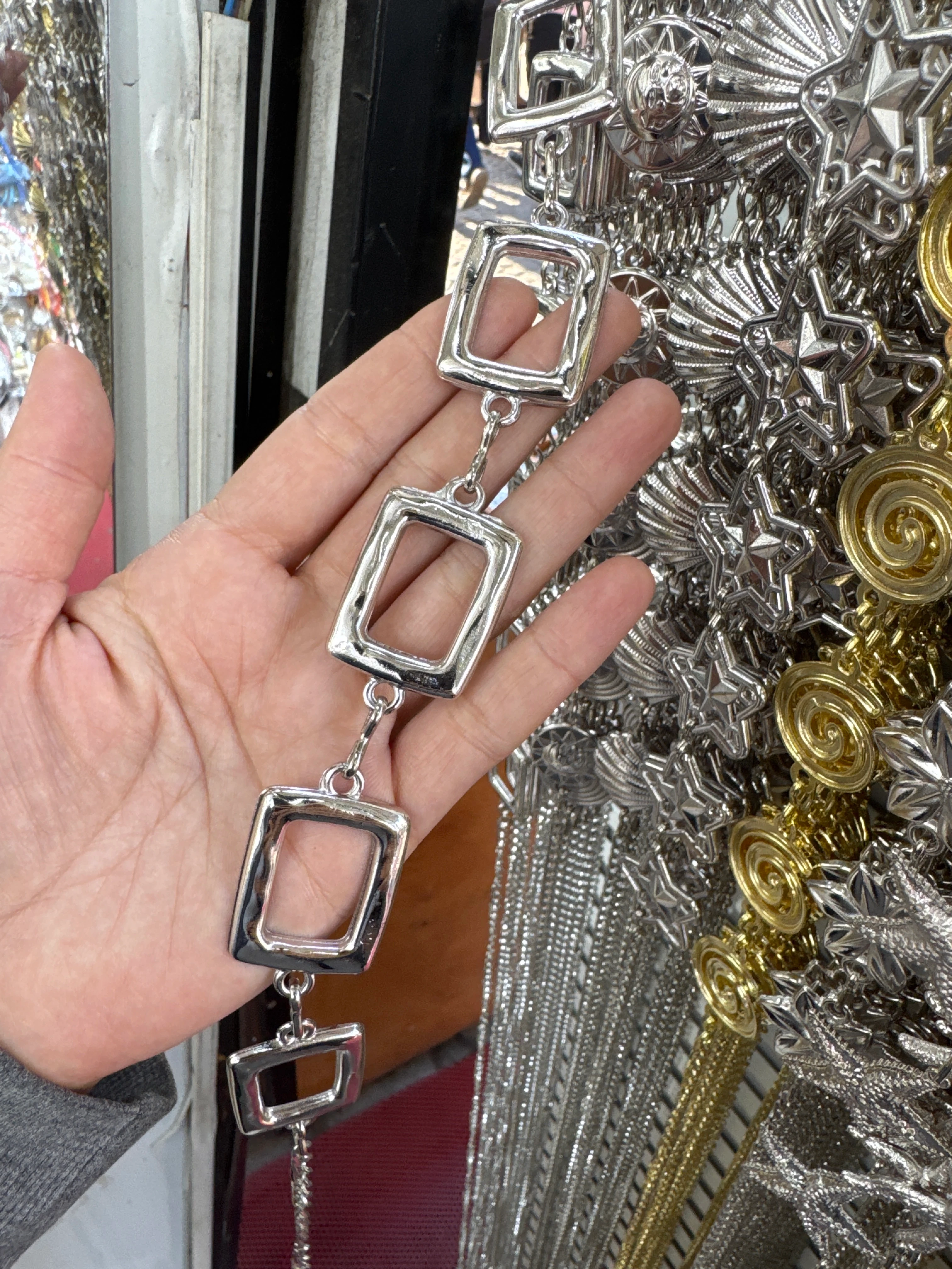 Köşeli Gümüş Renk Kemer