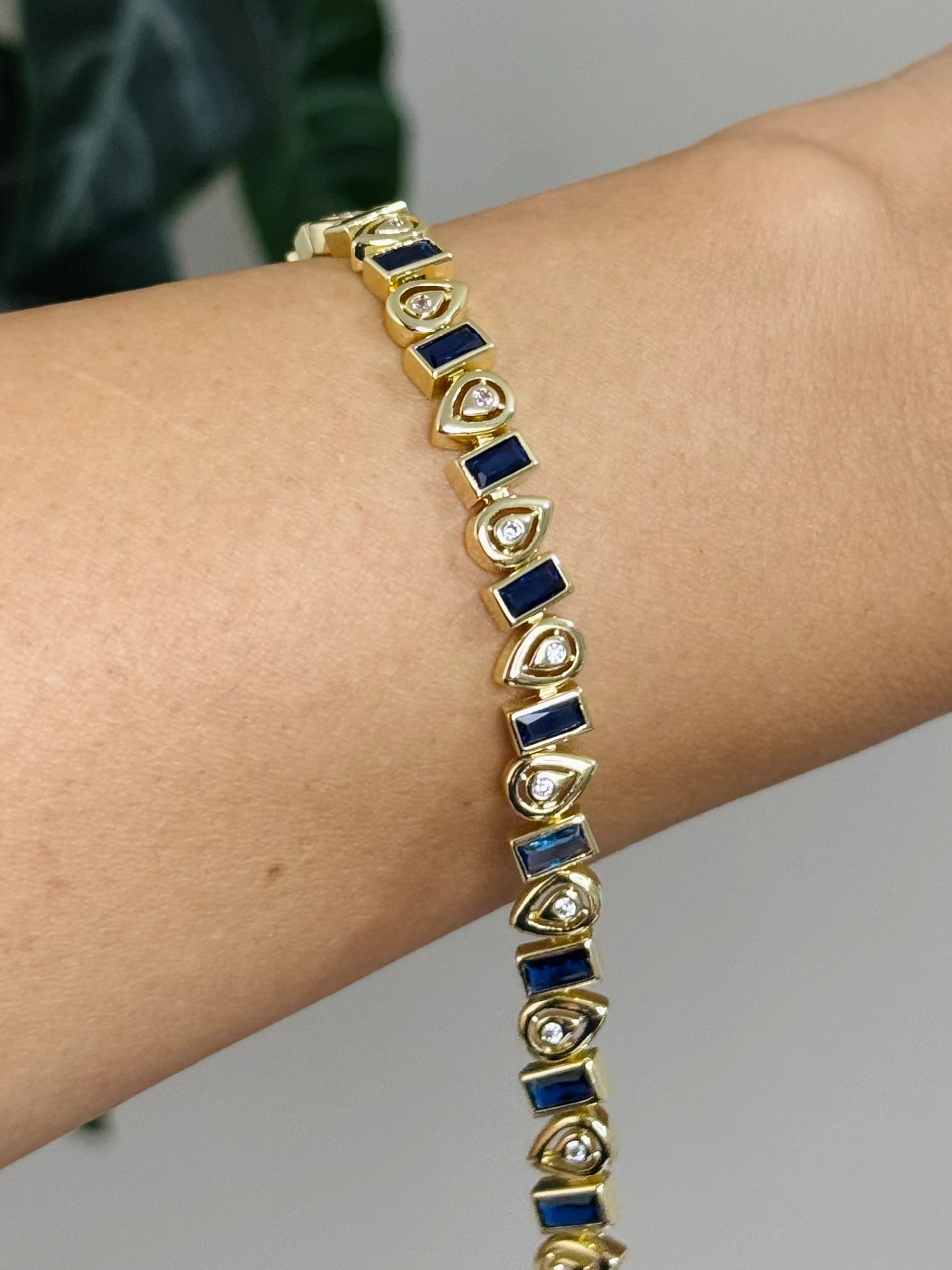 Altın Kaplama 14K Mavi Taş Bileklik