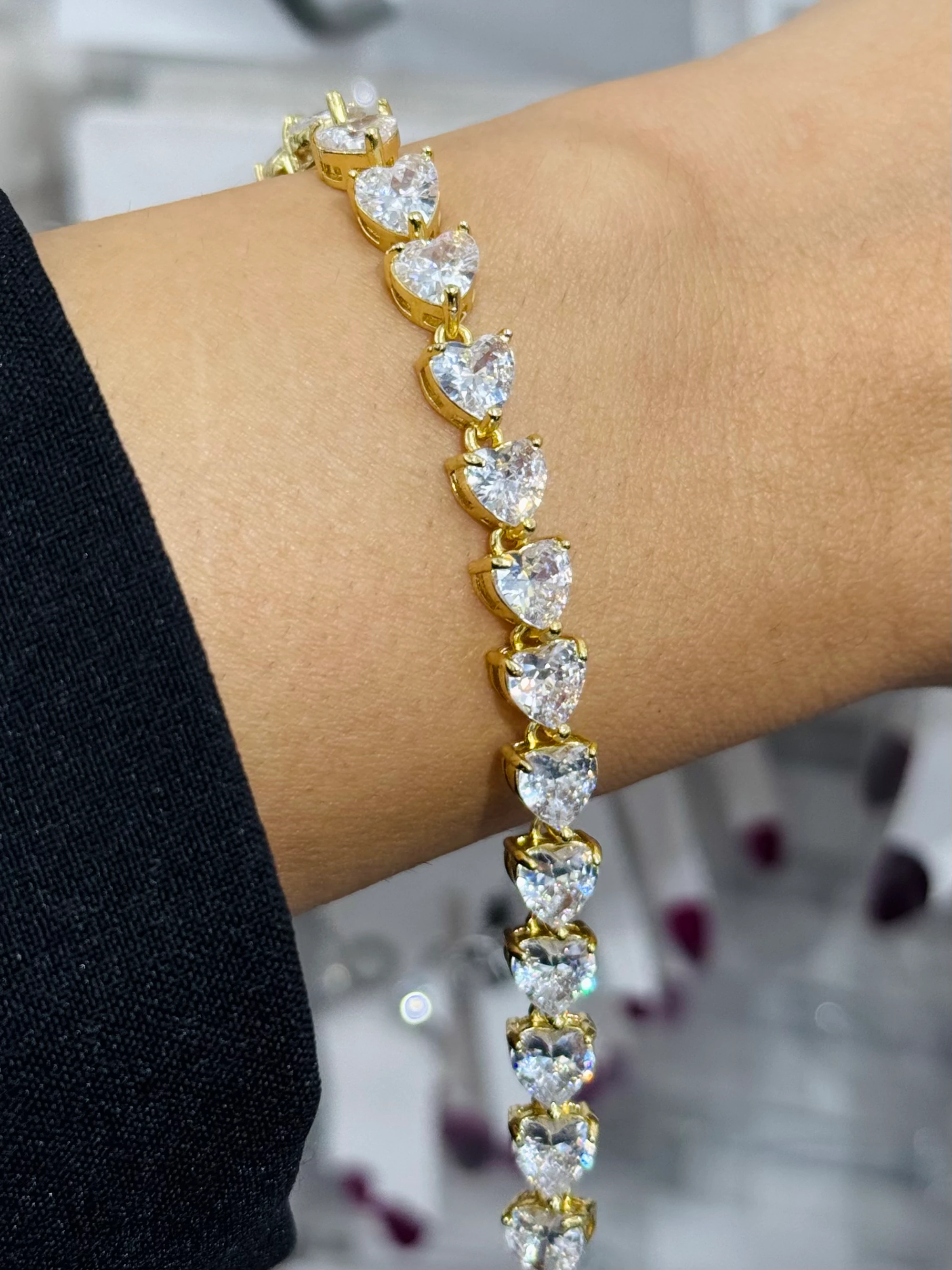 Altın Kaplama 14K Taşlı Kalp Bileklik