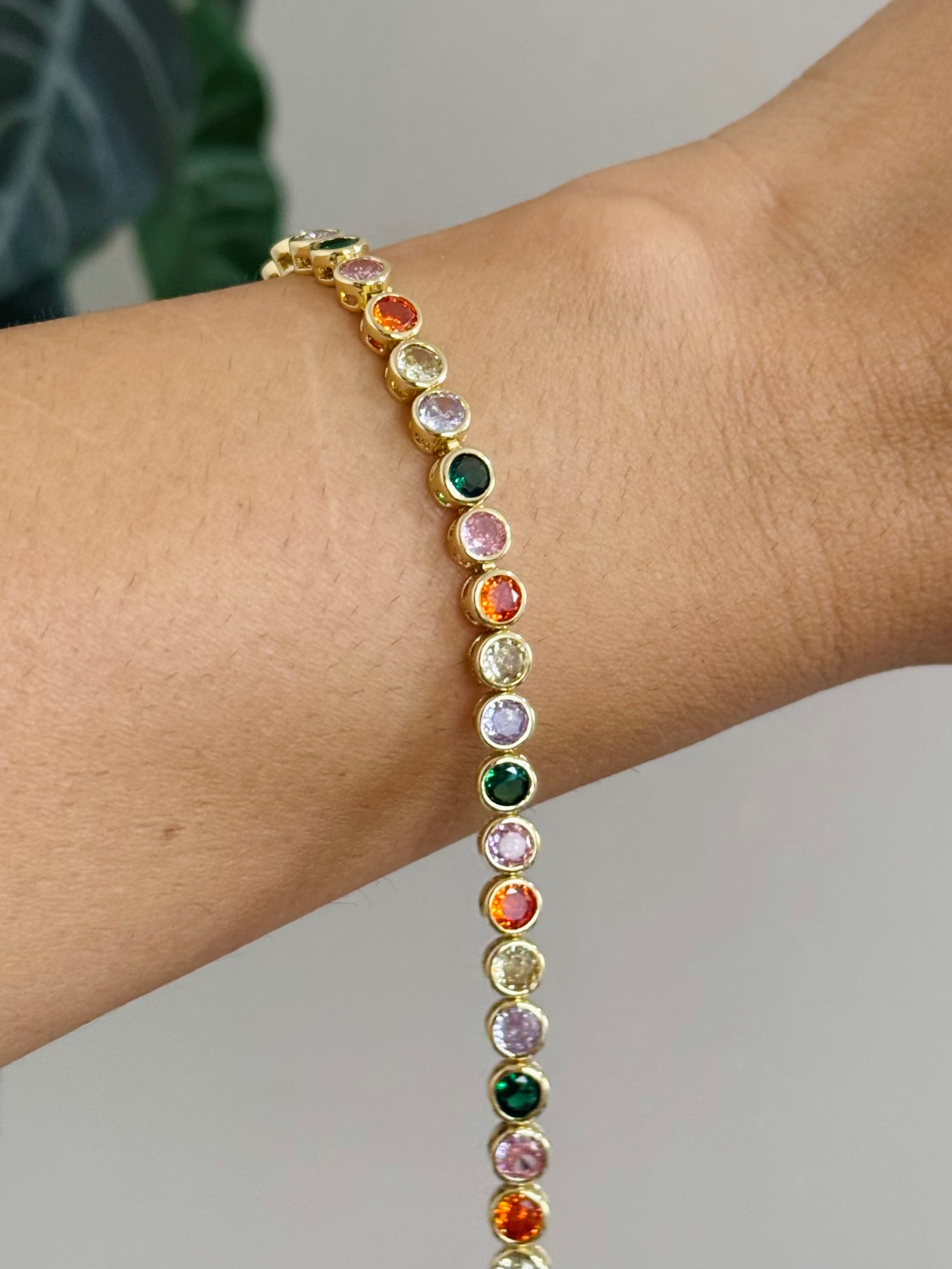 14K Renkli Oval Bileklik