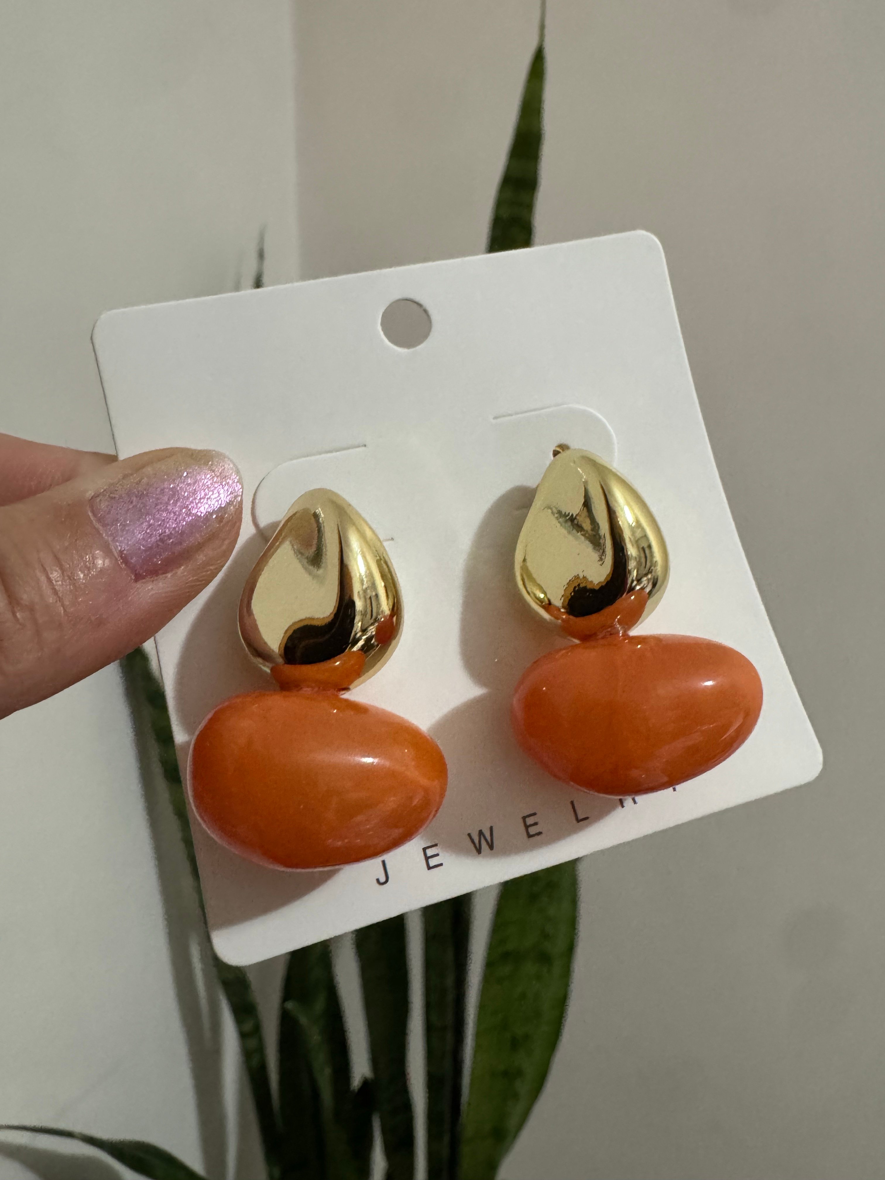 Turuncu gold küpe