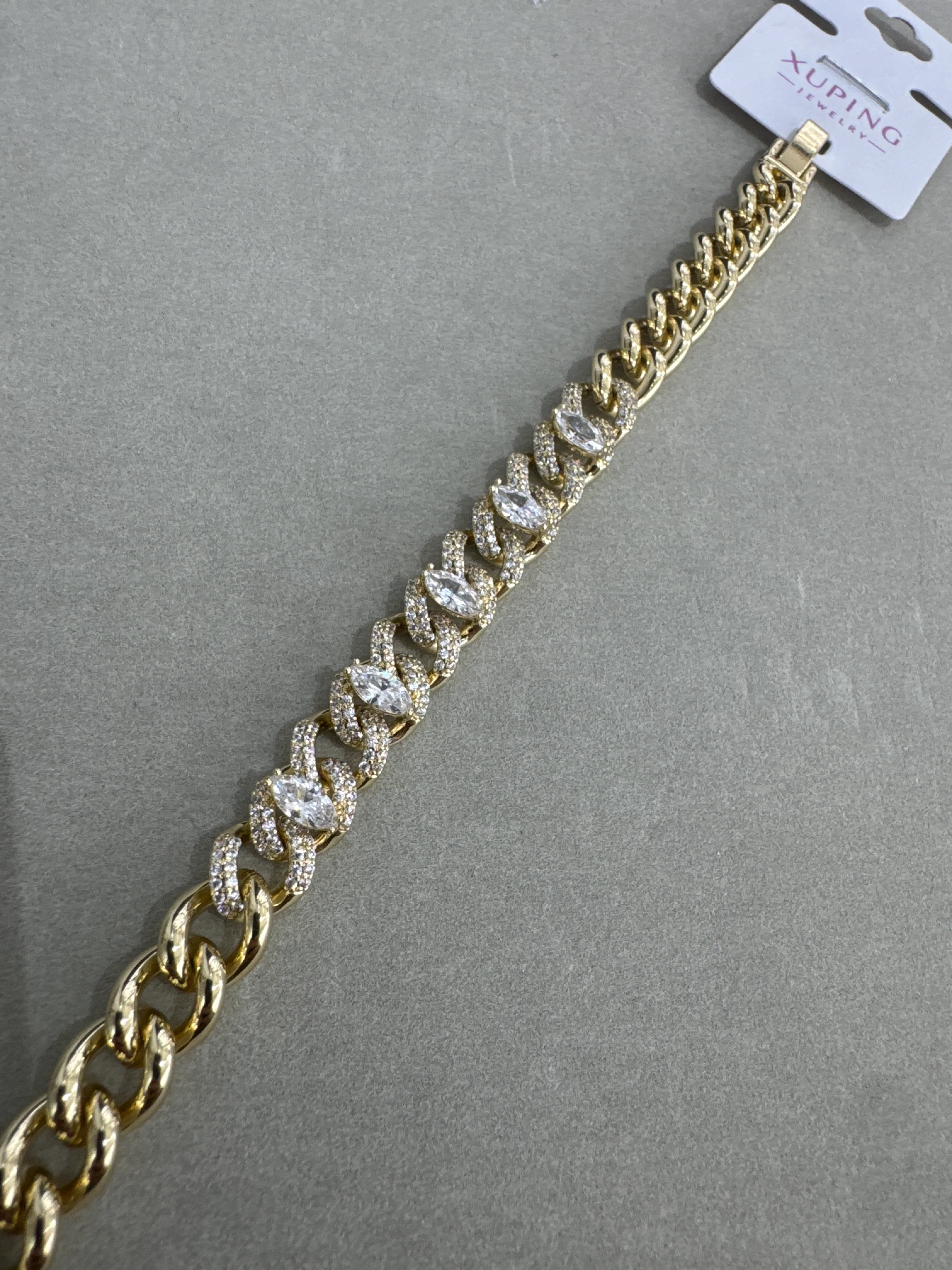 Xuping 14K Kalın Taşlı Zincir Bileklik
